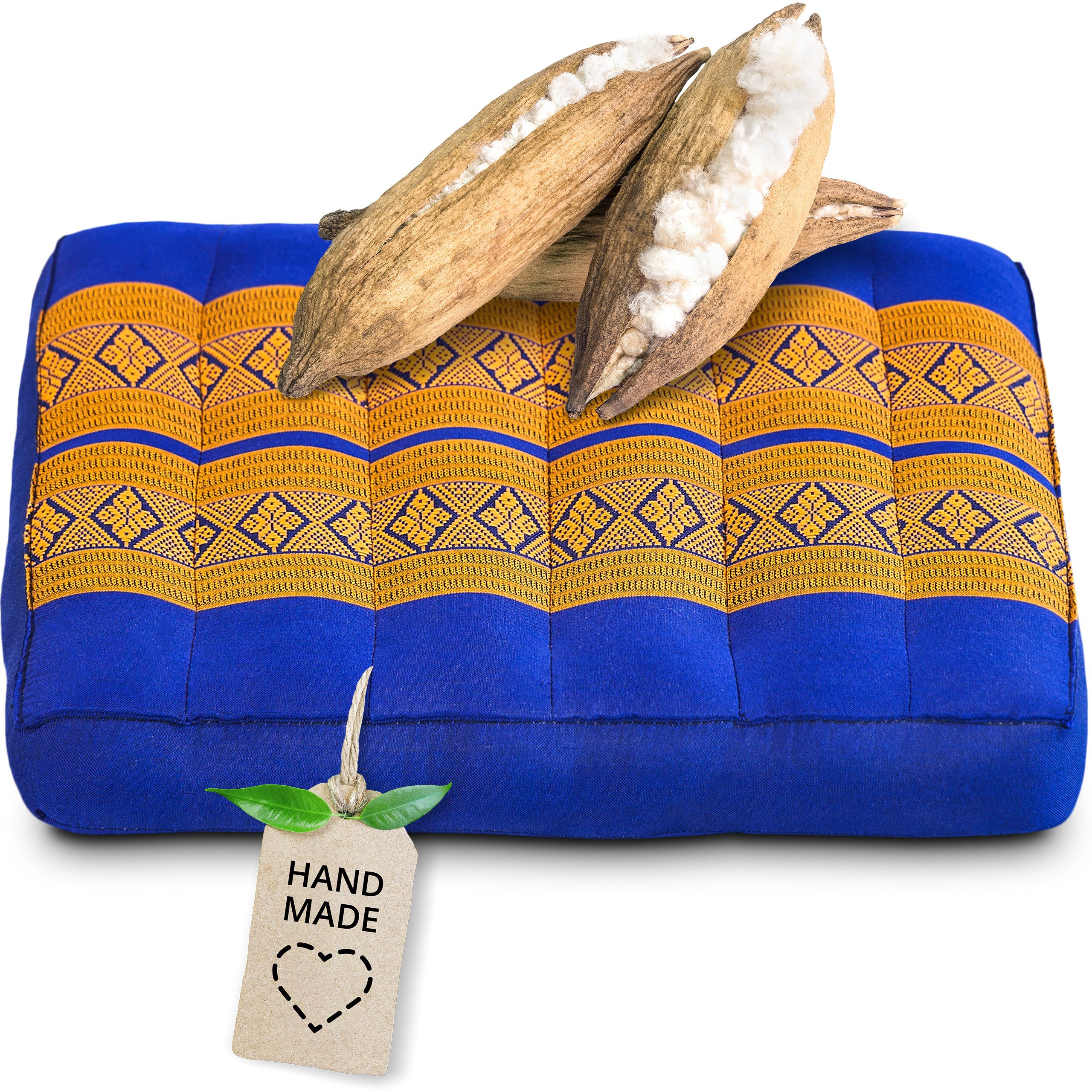 livasia Sitzkissen Sitzkissen 35 cm, vegan und handgefertigt, 35x35x6cm, Kapok