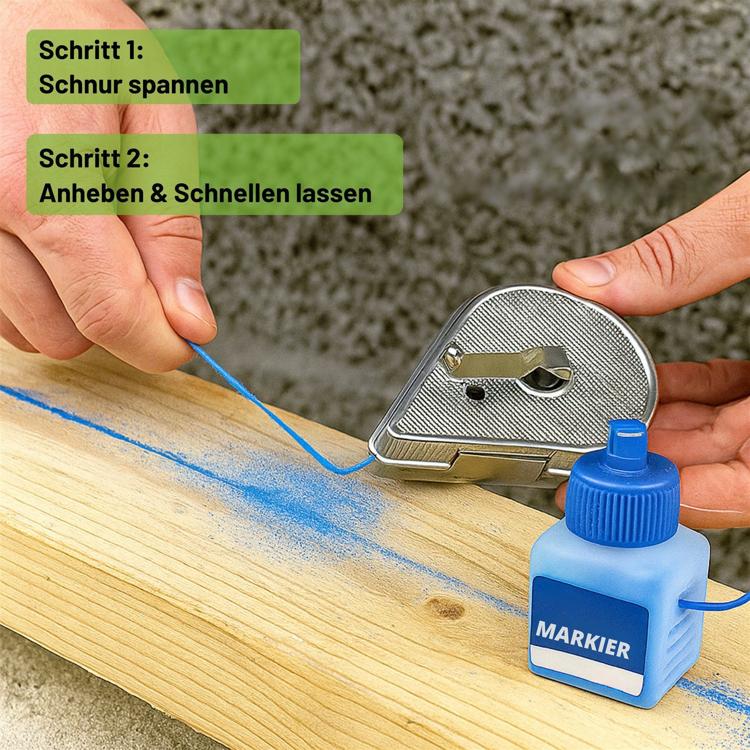 varivendo Schlagschnur Schlagschnurgerät 30m Schnur Anreißpulver 60g Rot/Blau 1 Stück, Kreidepulver Nachfüllfarbe Schlagschnurpulver Schlagschnurfarbe – Bild 3 von 5