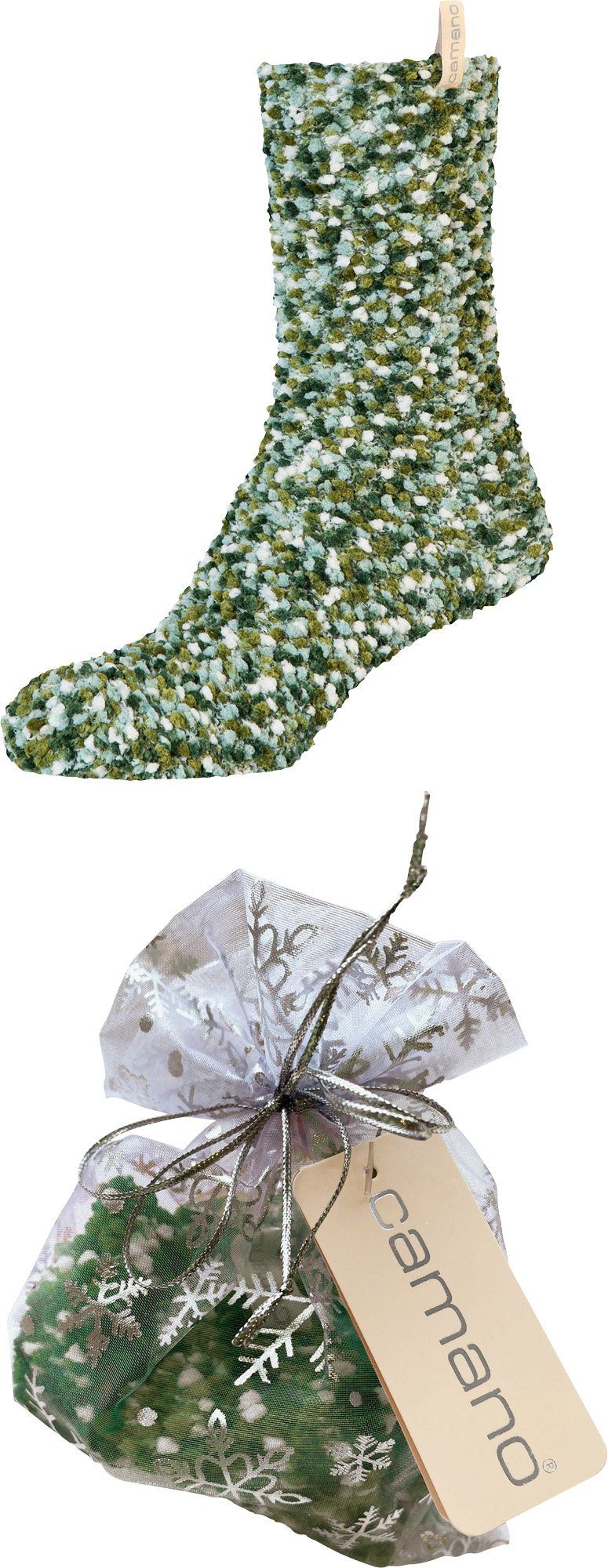 Camano Socken Damen-Socken 1 Paar gemustert olivgrün