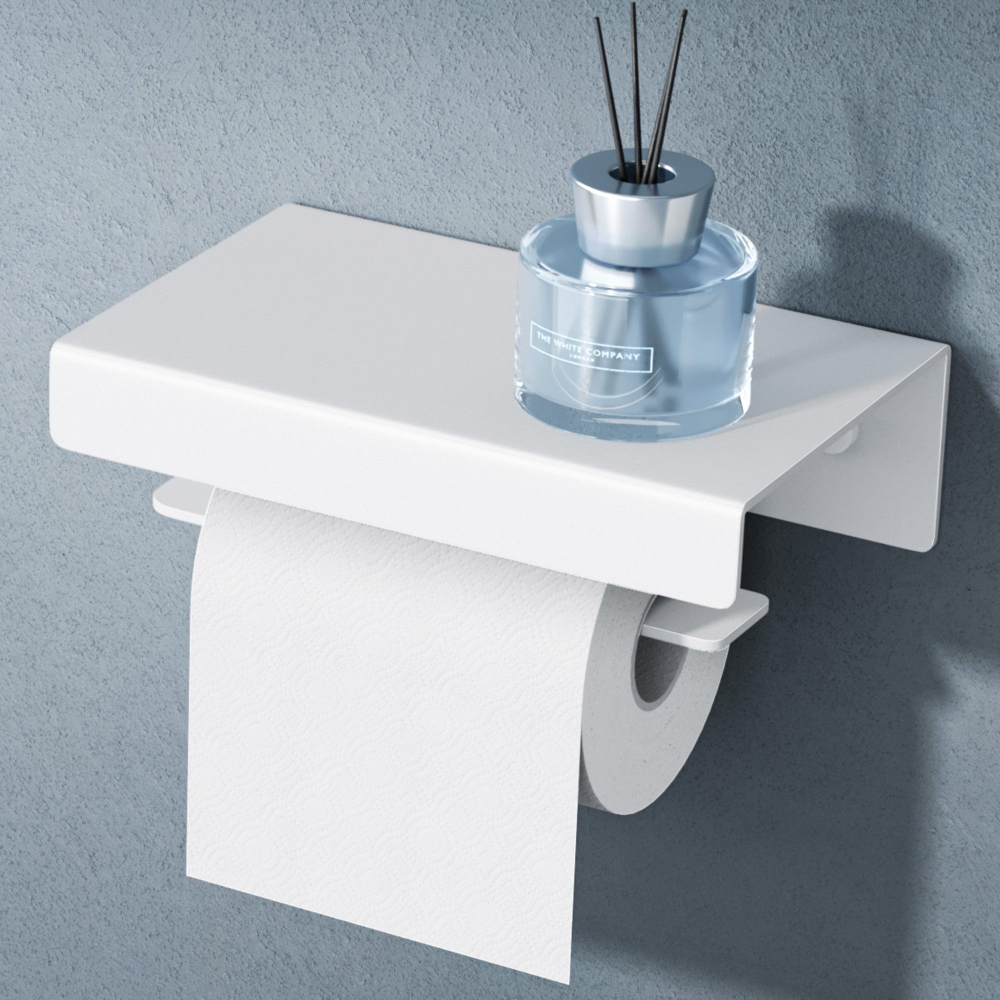 doporro Toilettenpapierhalter Klopapierhalter aus Aluminium mit Ablage L-förmigen Haken Lino-05, pulverbeschichtet, aus Aluminiumlegierung