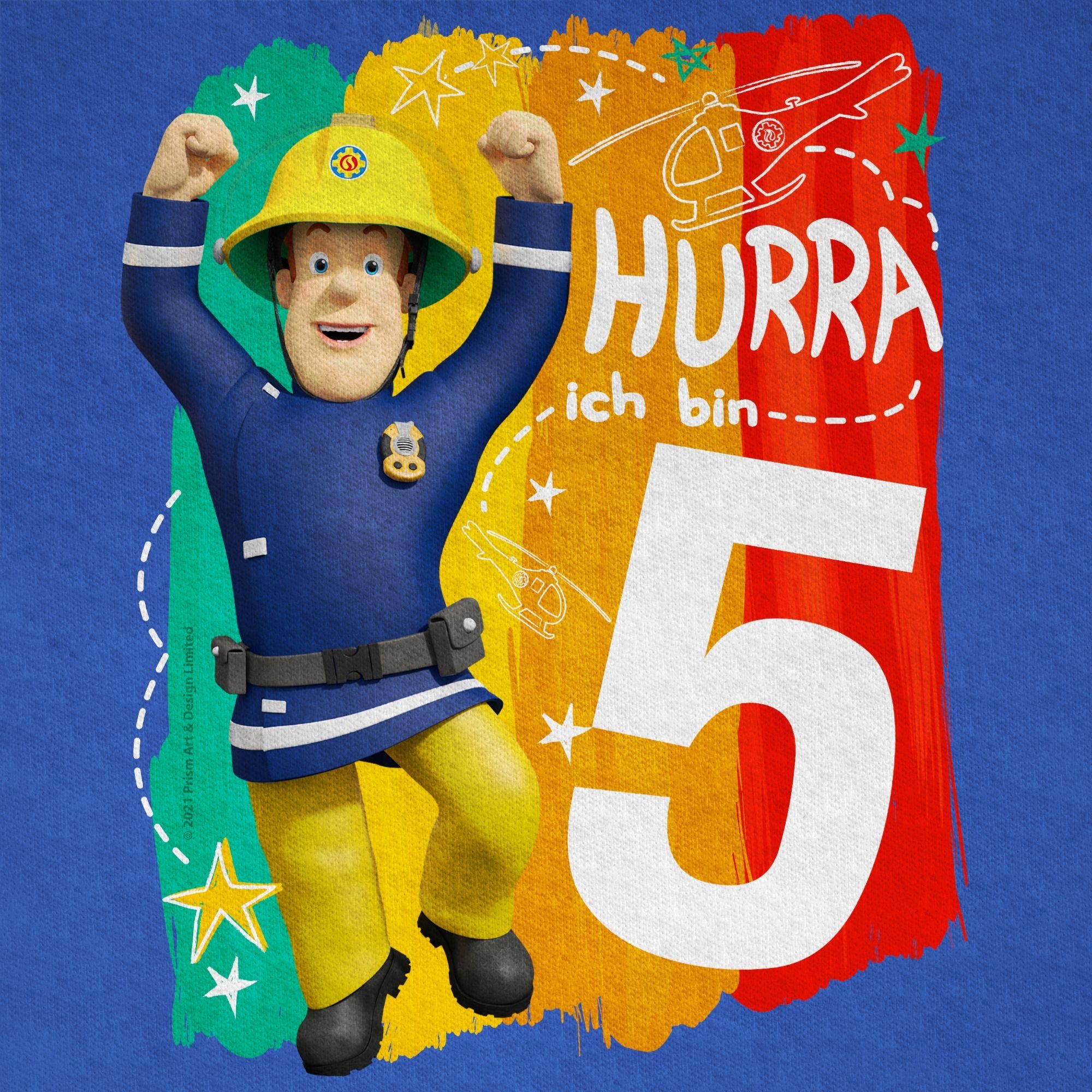 Shirtracer T-Shirt Hurra ich bin Fünf - Sam (1-tlg) Feuerwehrmann Sam Jungen