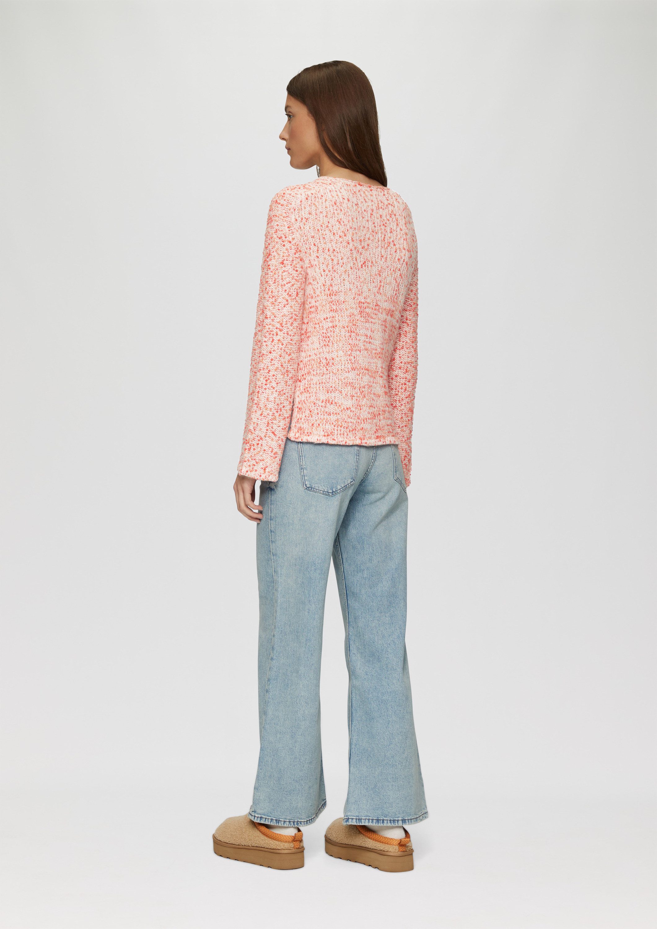 s.Oliver Longpullover Strickpullover Melierter Strickpullover mit weiten Ärmeln