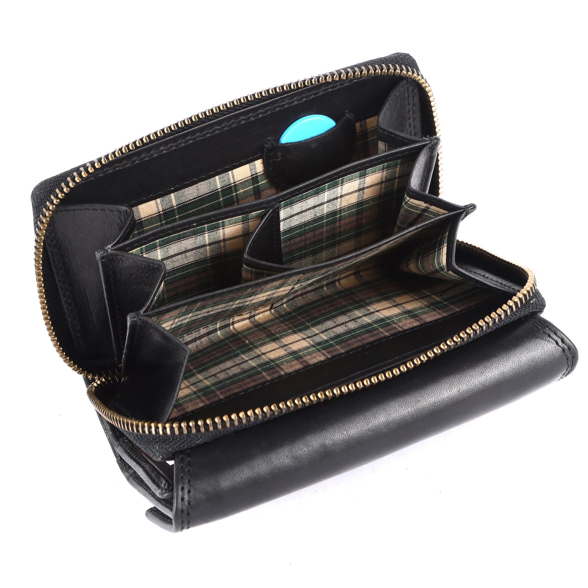 Benthill Geldbörse Damen Echt Leder Portemonnaie RFID Portmonee viel Kartenfächer Vintage, RFID-Schutz Kartenfächer Münzfach Reißverschlussfach – Bild 5 von 5