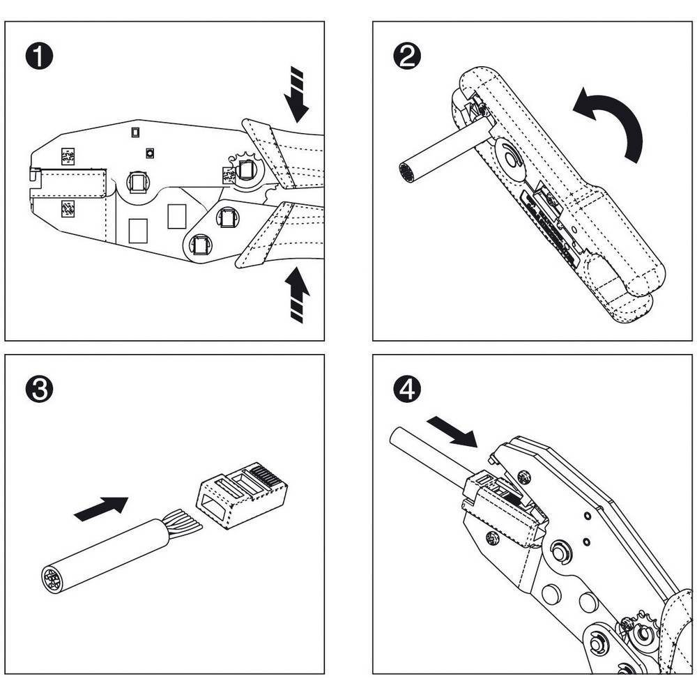 für speziell Modular Crimpzange Stecker Hirose Digitus Crimpzange