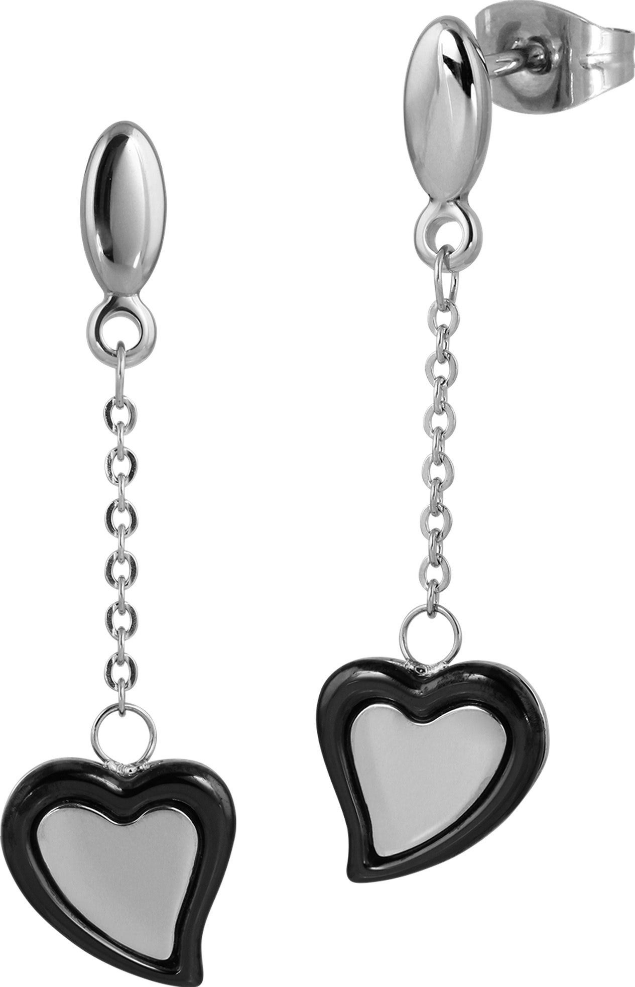 Amello Paar Ohrhänger Amello Ohrringe Edelstahl Keramik (Ohrhänger), Damen Ohrhänger Herz Edelstahl (Stainless Steel), in silberfarben, sch