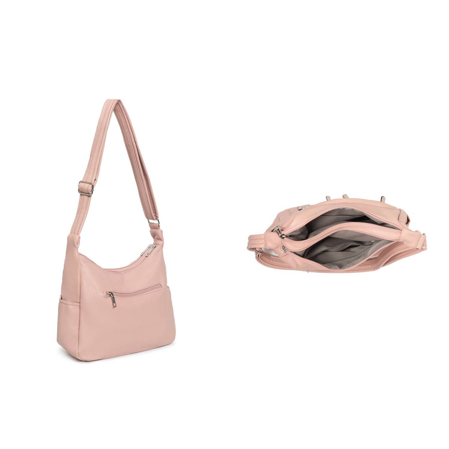 ITALYSHOP24 Schultertasche Damen Tasche Vintage Shopper Umhängetasche Handtasche CrossOver Reise, Crossbody Leder Optik Reisetasche Henkeltasche City Bag Beuteltasche