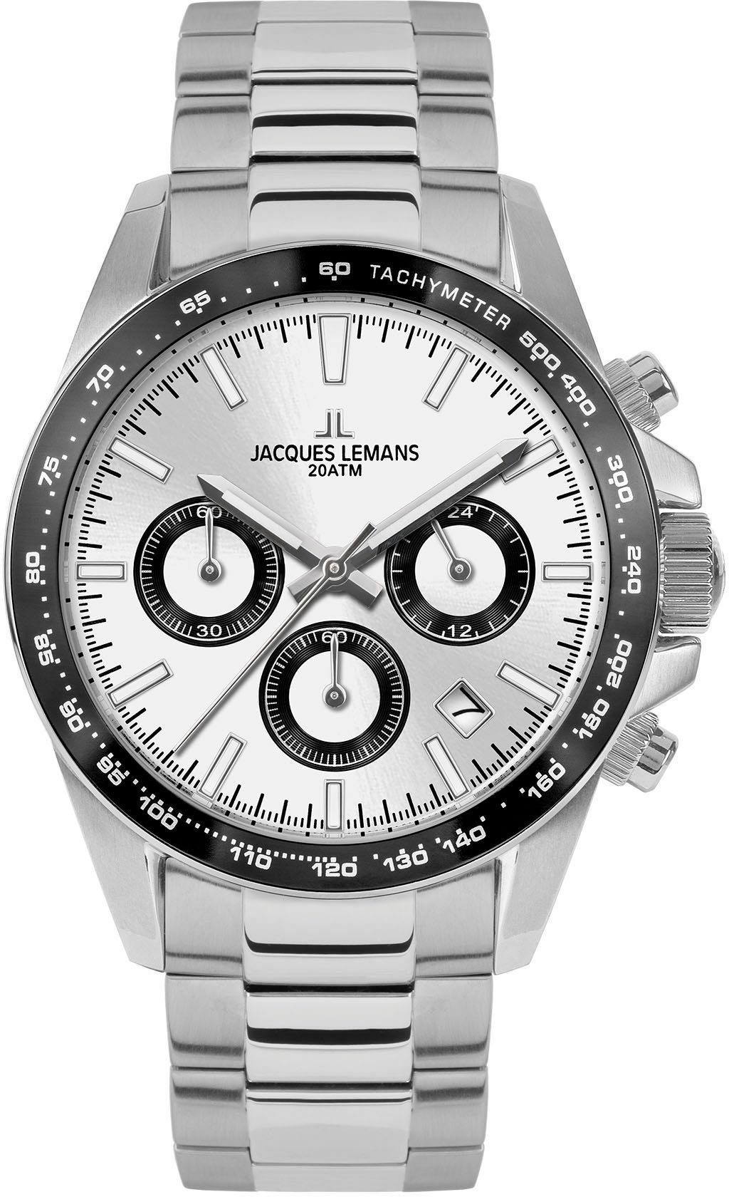Jacques Lemans Chronograph Liverpool 1-1877F, Quarzuhr, Armbanduhr, Herrenuhr, Edelstahlarmband,bis 20 bar wasserd.