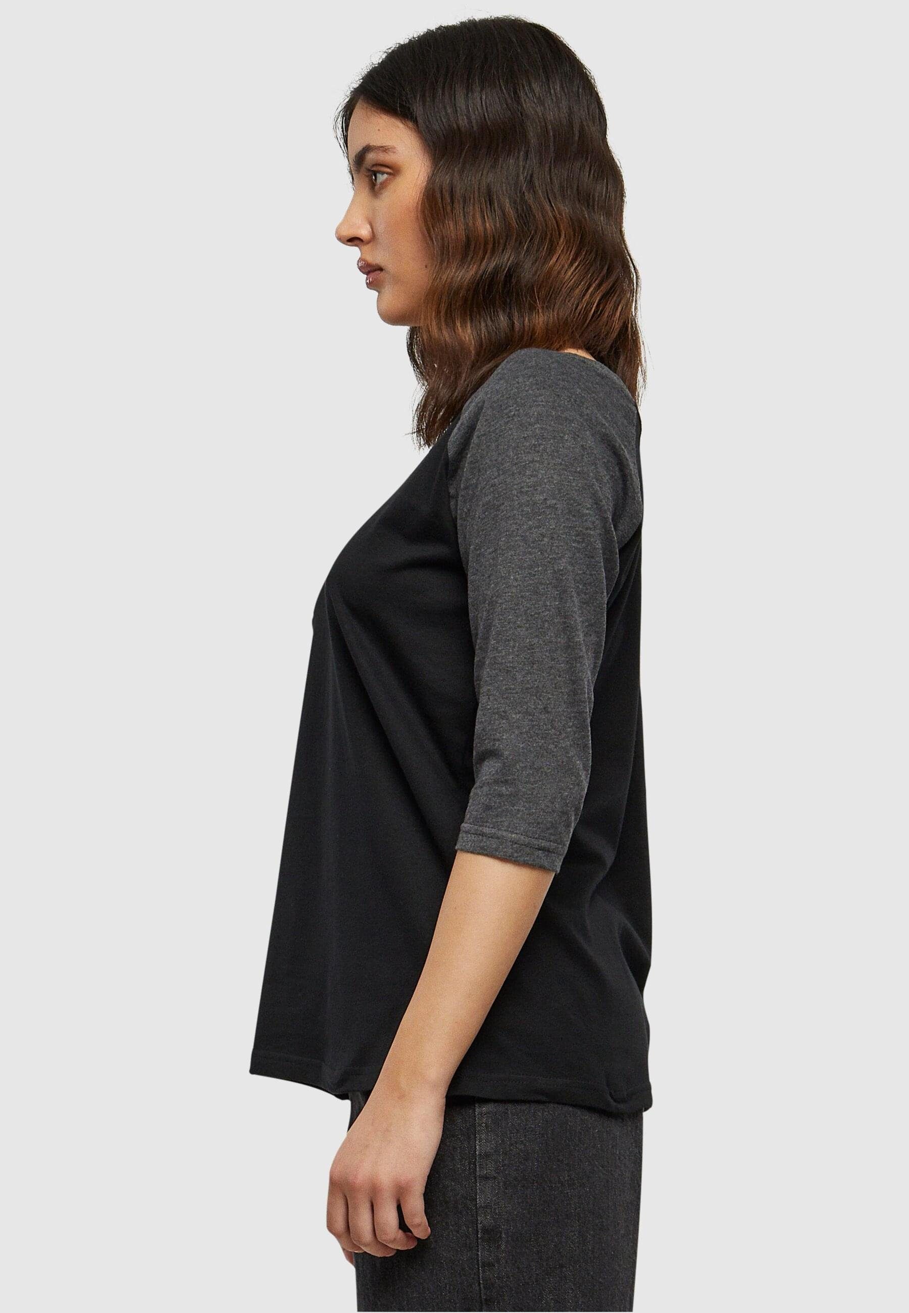 3/4 black/charcoal Raglan (1-tlg) Kurzarmshirt Damen CLASSICS Tee Contrast URBAN Ladies