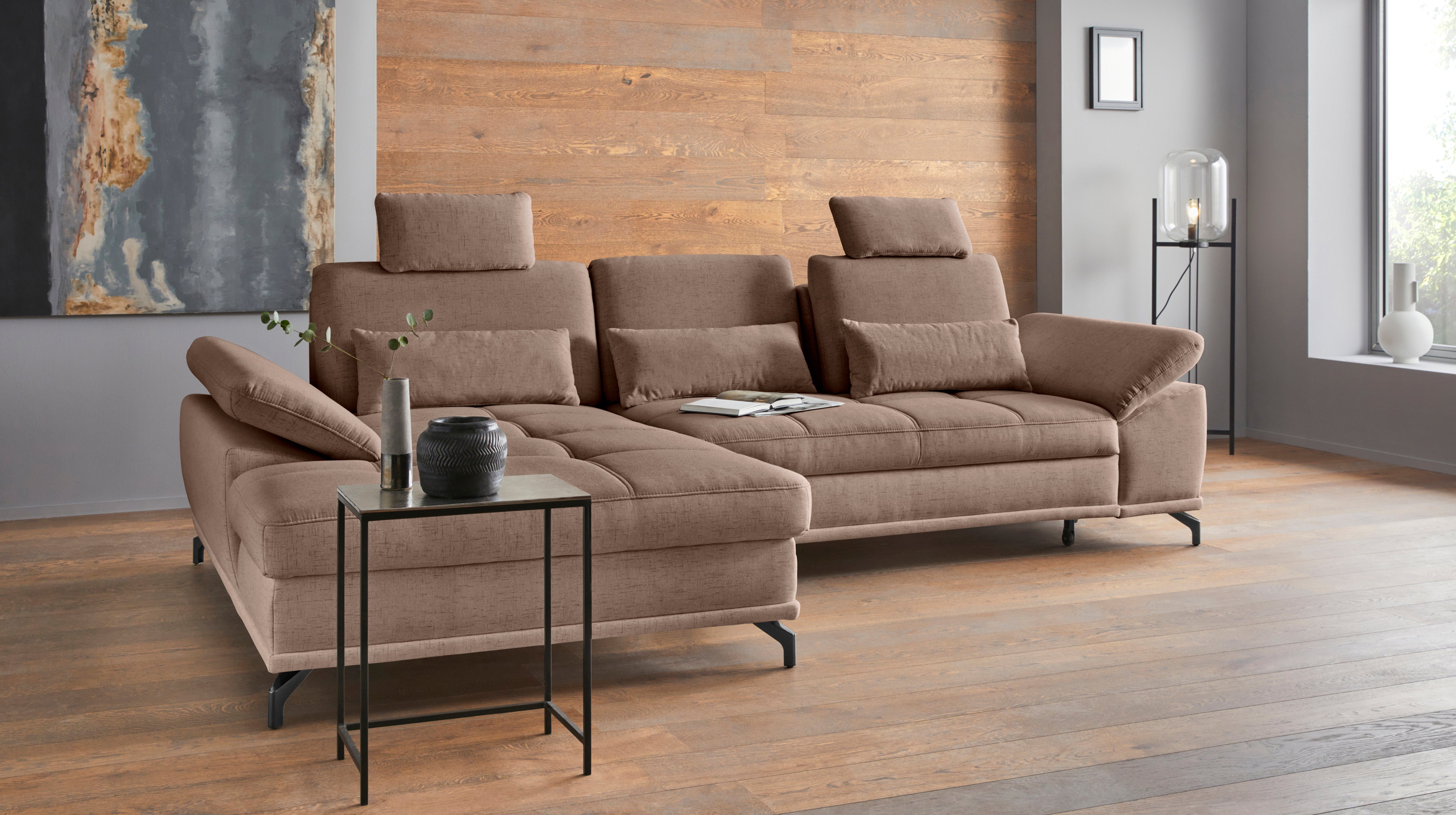 OTTO home Ecksofa Costello L-Form, B: 301 cm mit Sitztiefen-, Armteilverstellung &, 3 Nierenkissen, optional Bettfunktion & Bettkasten