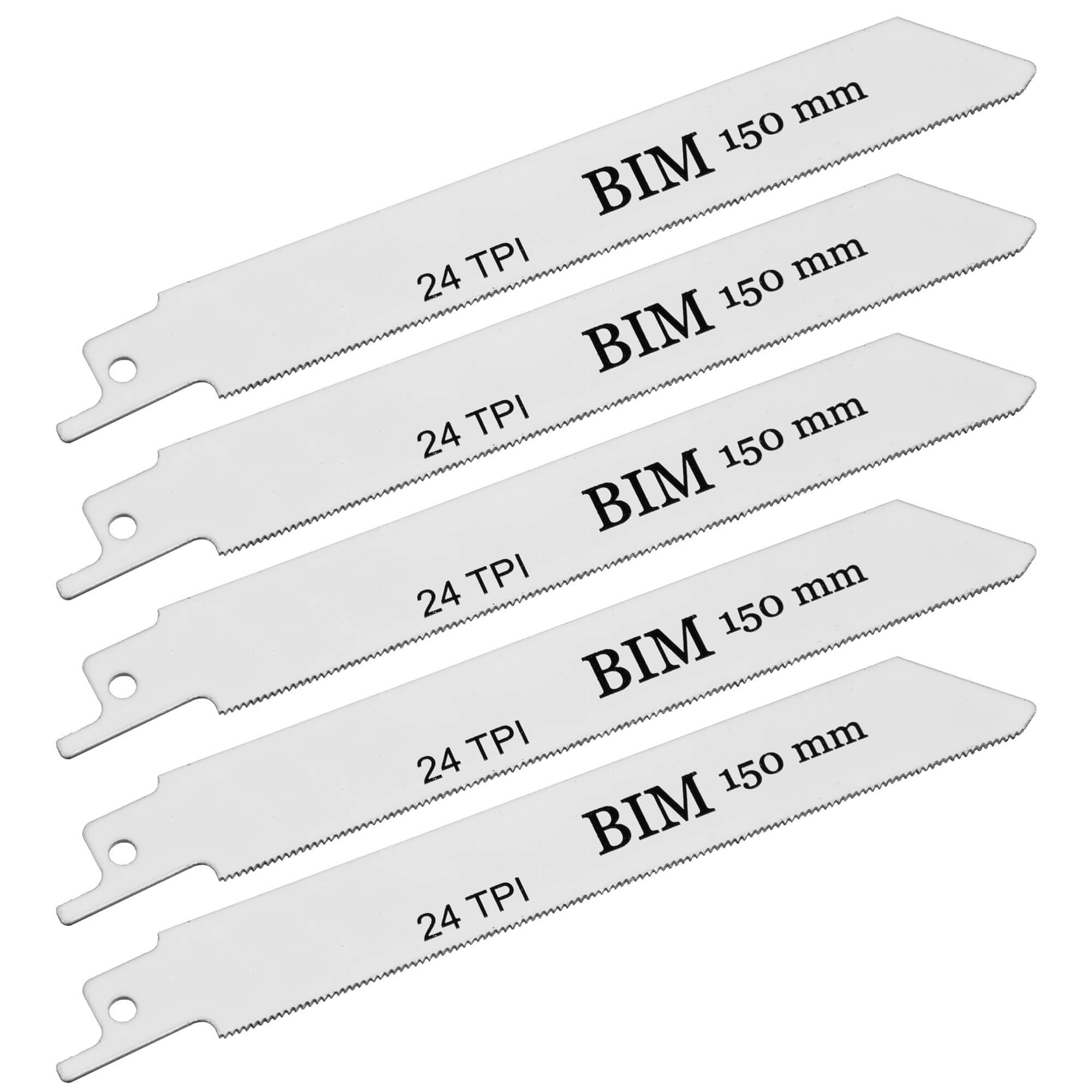 peveha24 Säbelsägeblatt Säbelsägeblätter Metall Kunststoff 150mm 24 TPI BIM (5 Stück) (5-St), 5 Bi-Metall Säbelsägen Sägeblätter