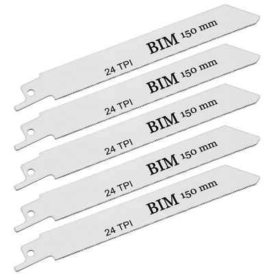peveha24 Säbelsägeblatt Säbelsägeblätter Metall Kunststoff 150mm 24 TPI BIM (5 Stück) (5-St), 5 Bi-Metall Säbelsägen Sägeblätter