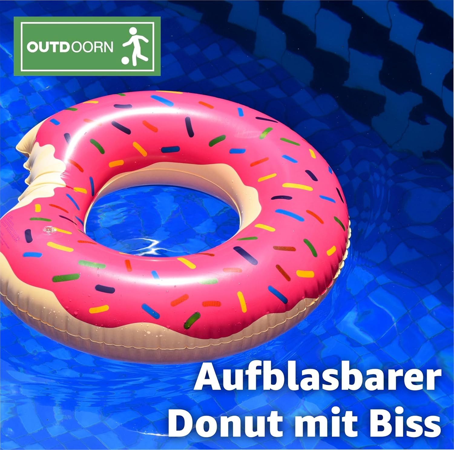 Outdoorn Schwimmreifen Donut Schwimmring mit 1x Getränkehalter aufblasbar - 120 cm (Set)