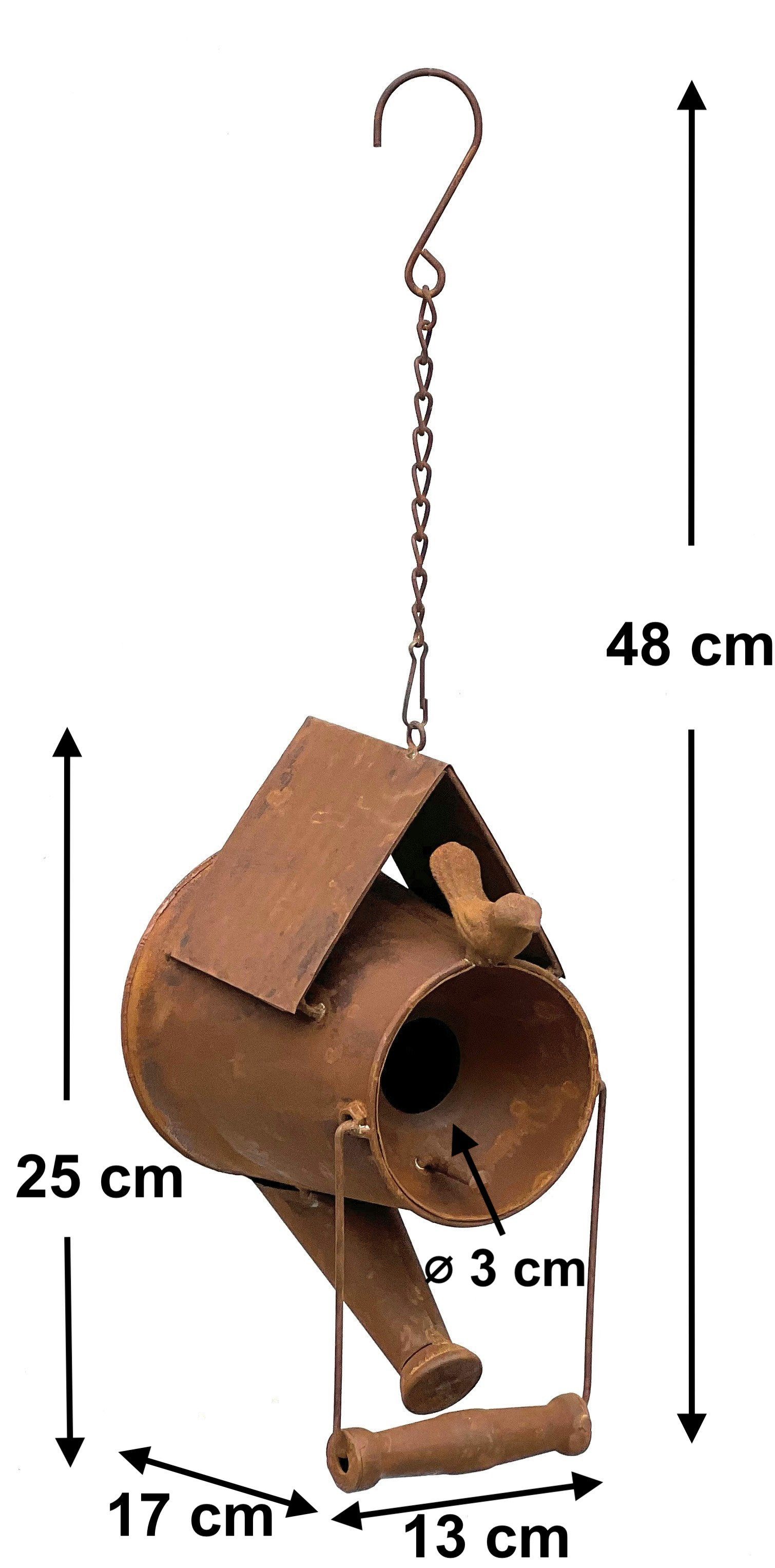 Deko DanDiBo Wetterfest Vogelhaus Edelrost zum Rost Gießkanne Vogelhaus Aufhängen