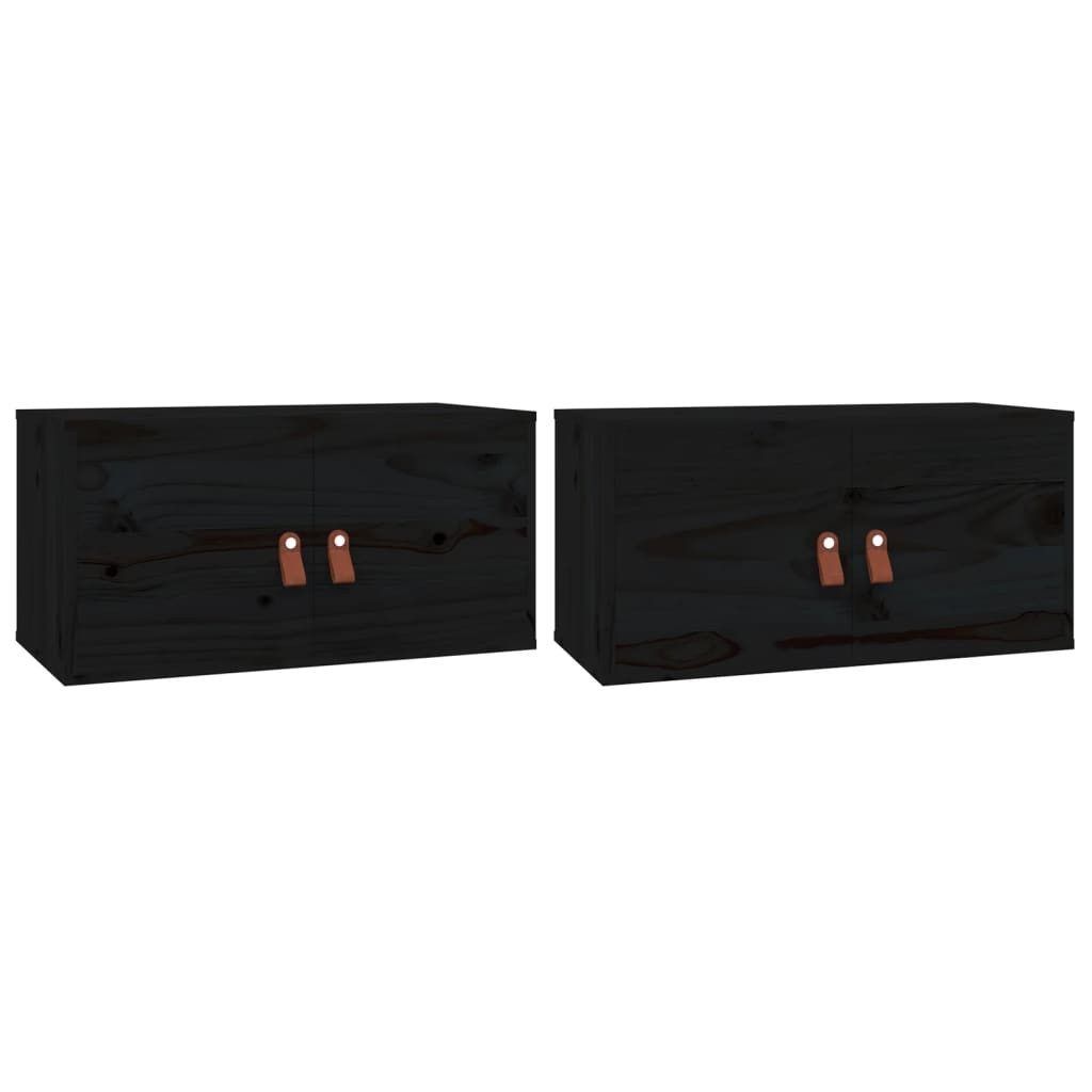 vidaXL Regal Wandschränke 2 Stk. Schwarz günstig online kaufen