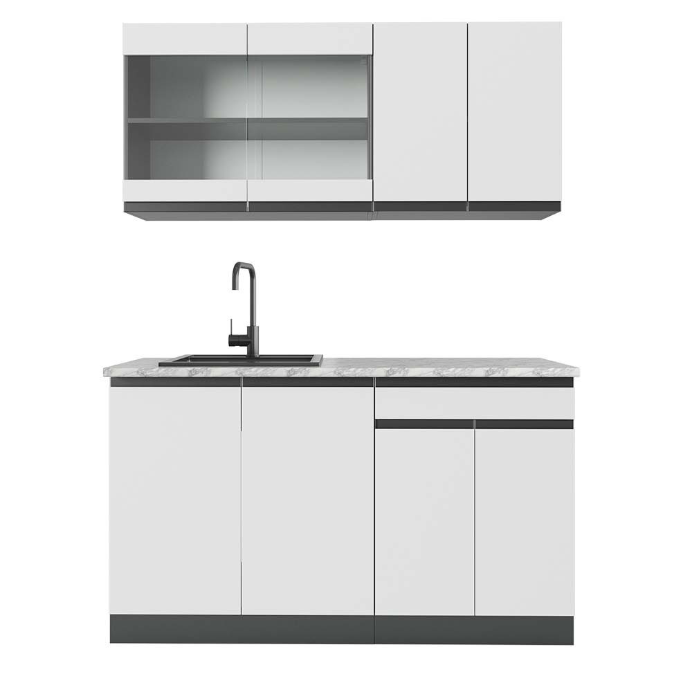 Vicco Küchenzeile R-Line, Weiß/Anthrazit, 140 cm, günstig online kaufen