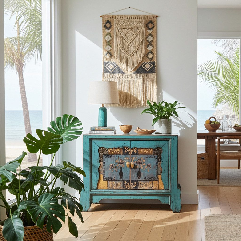 OPIUM OUTLET Kommode Schrank Sideboard Anrichte Büffet Asia Vintage Möbel (komplett montiert, asiatisch chinesisch orientalisch), Breite x Tiefe x Höhe: 90 cm x 42 cm x 70 cm