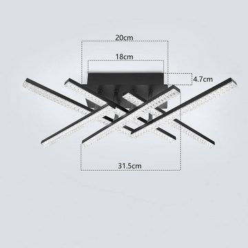 ZMH LED Deckenleuchte Kristall Wohnzimmerlampe mit Fernbedienung, LED fest integriert