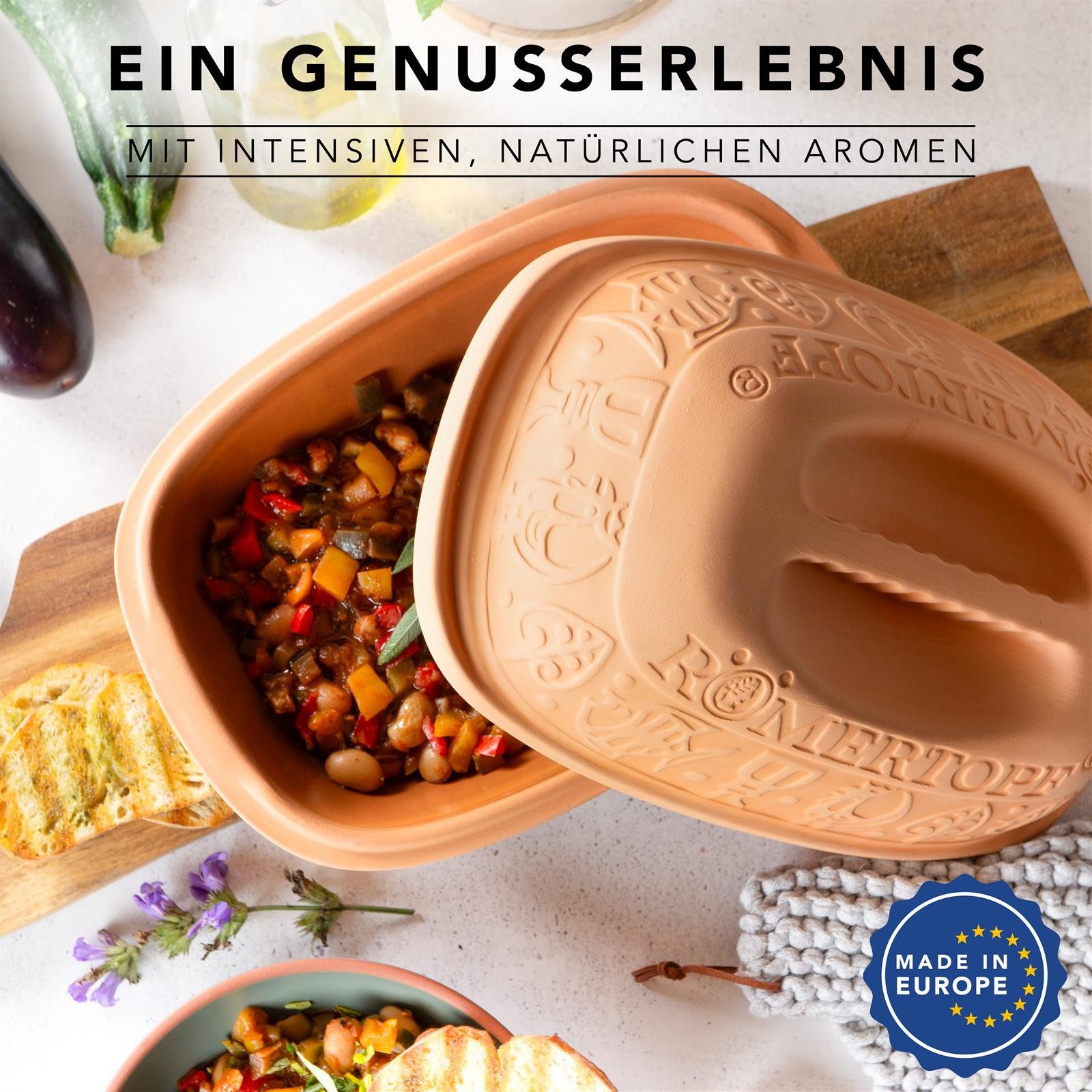 Römertopf Rustico Bräter 5 Liter Terracotta - Für bis zu 6 Personen