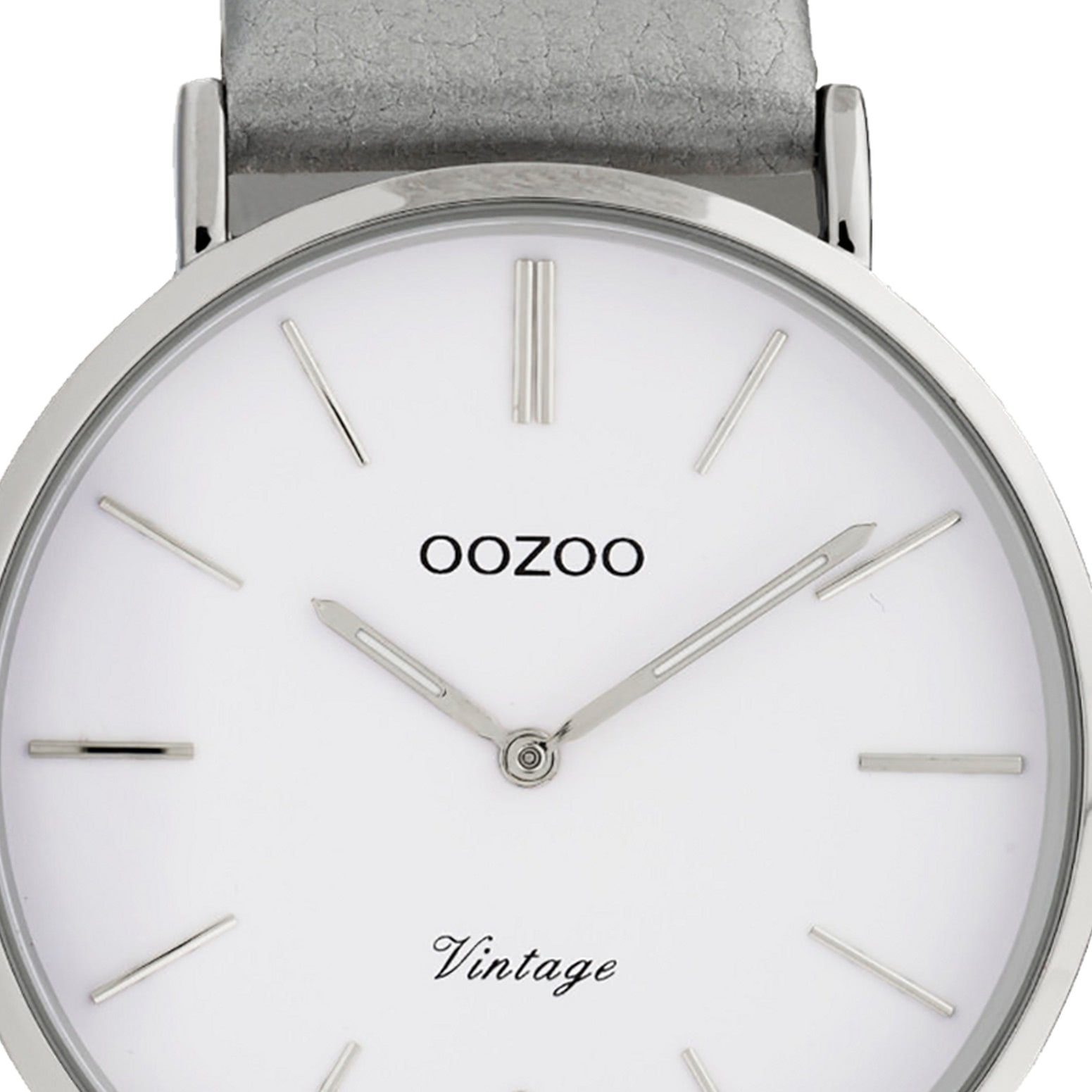 OOZOO Quarzuhr Oozoo Damen Armbanduhr Lederarmband, groß grau, Damenuhr Fashion-Style 40mm) rund, (ca