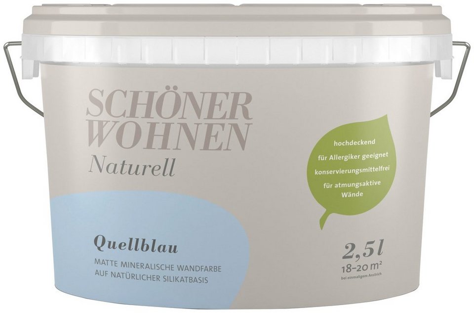 SCHÖNER WOHNEN FARBE Wand- und Deckenfarbe »Naturell Quellblau«, 2,5 ... SCHÖNER WOHNEN FARBE Wand- und Deckenfarbe »Naturell Quellblau«, 2,5 ...