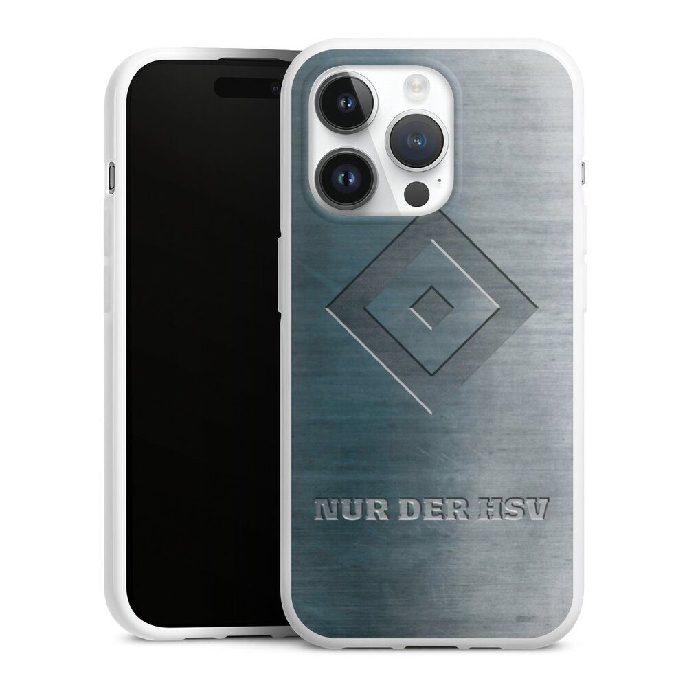 DeinDesign Handyhülle HSV Hamburger SV Metallic Look Nur der HSV Metalllook, Apple iPhone 15 Pro Silikon Hülle Bumper Case Handy Schutzhülle