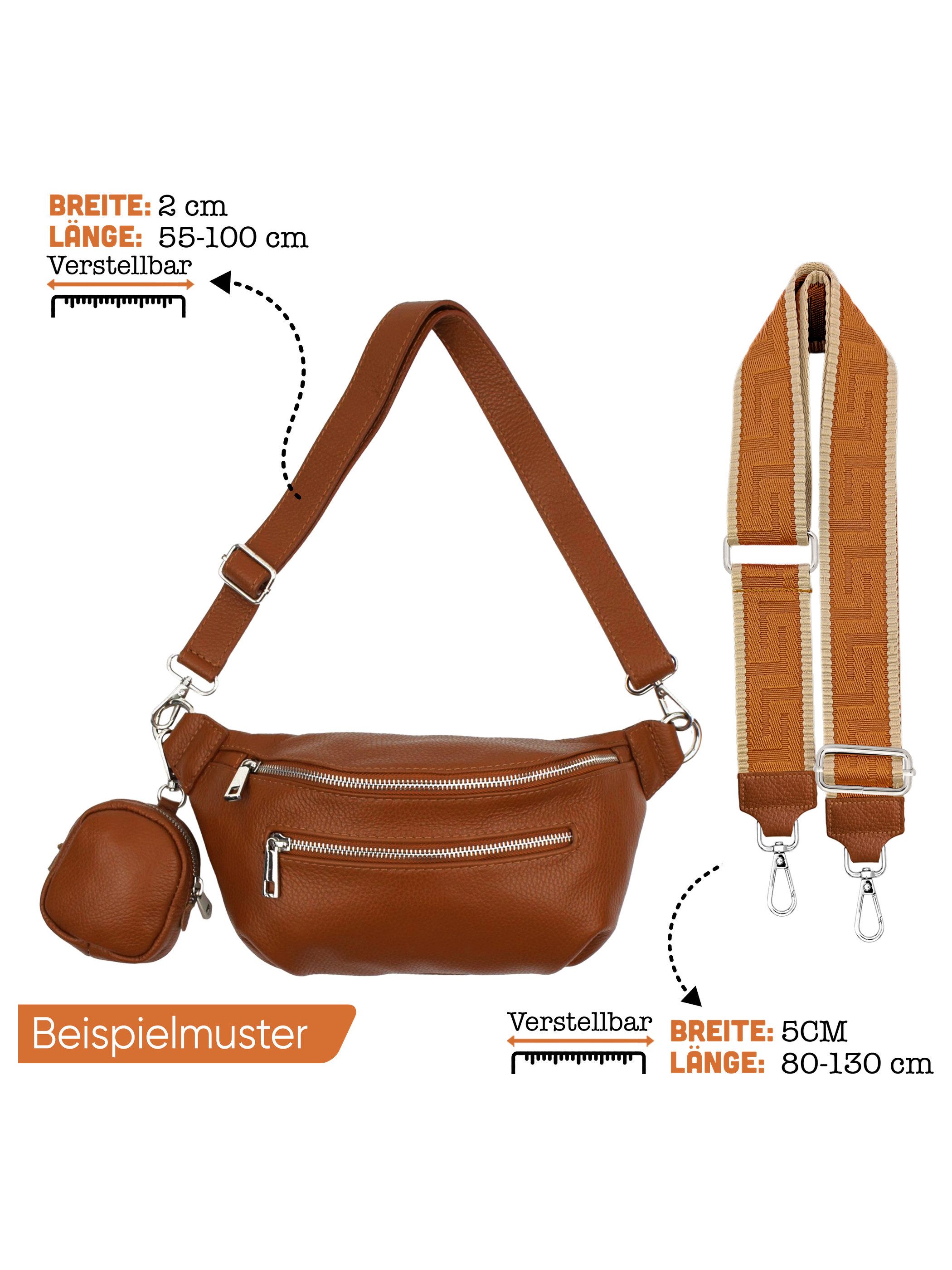 SEVA Gürteltasche Umhängetasche Damen Leder, Crossbody Schultertasche mit Portemonnaie (Vielen Farben), Festival Bauchtasche mit Geldbörse, Made in Italy