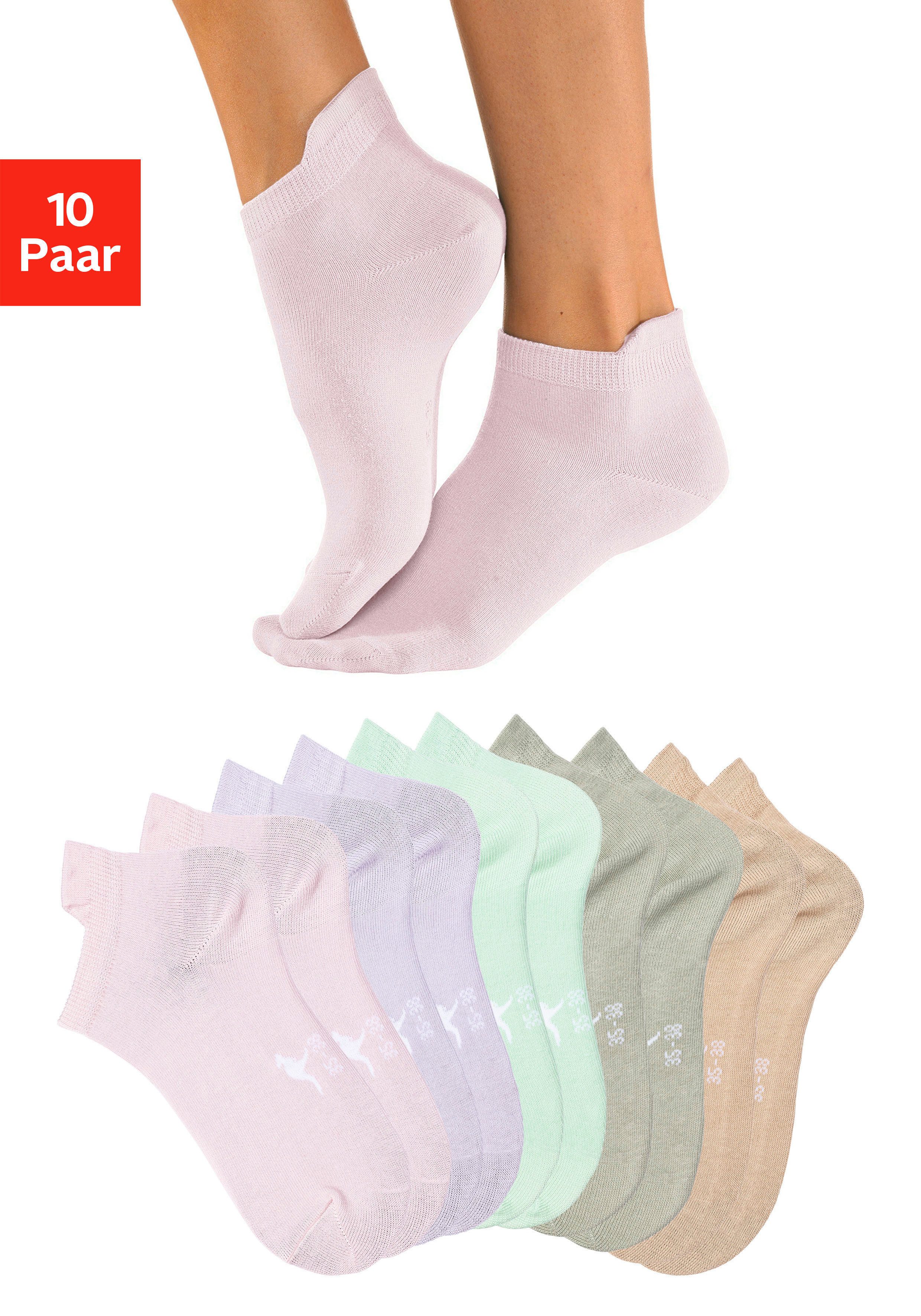 KangaROOS Sneakersocken Damen Sneaker Socken Kurze Socken Sportsocken Fitness Reisen Alltag (Packung, 10-Paar, Großpackung Gr. 35-38 bis 39-42) mit erhöhtem Bündchen