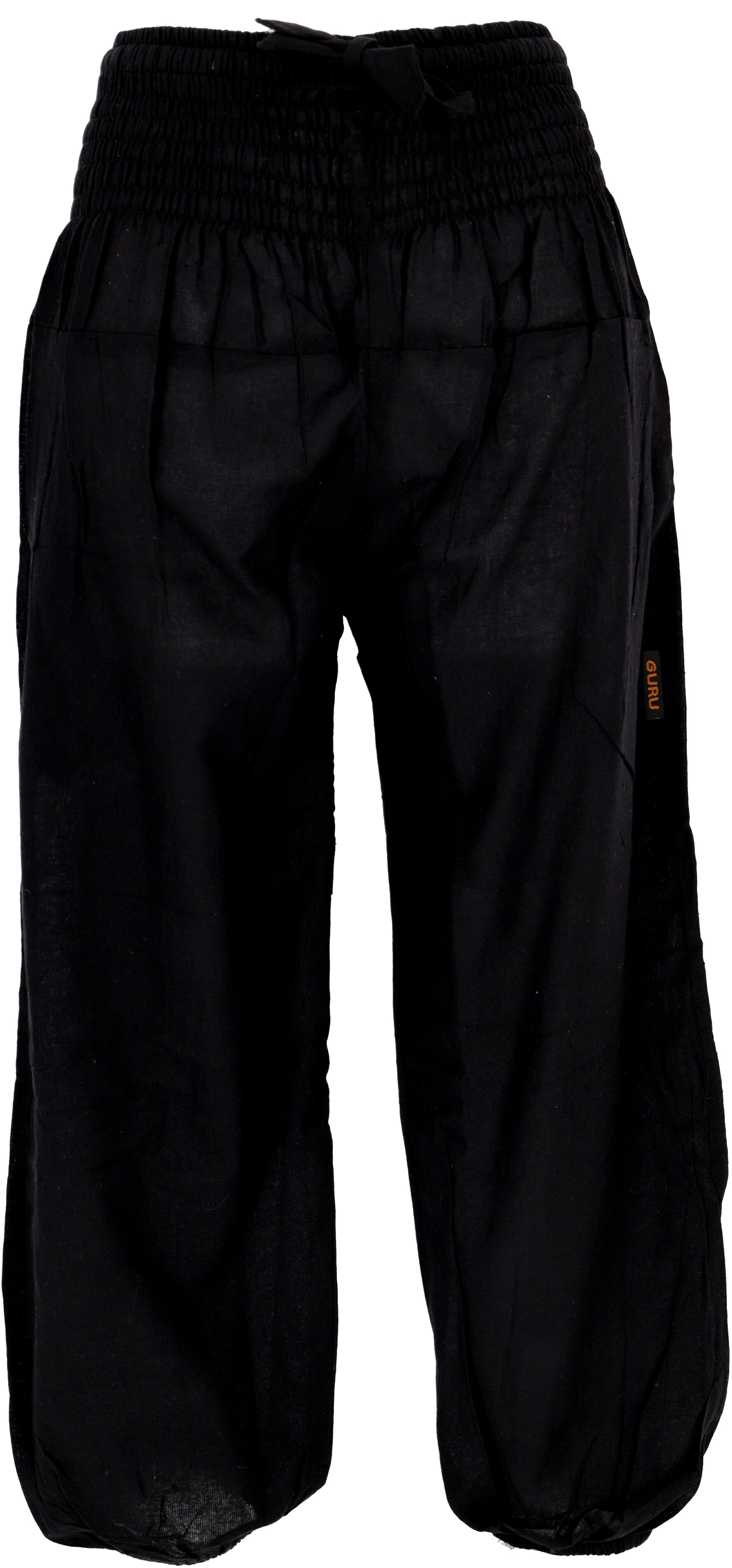 Guru-Shop Relaxhose Muckhose, Aladinhose mit breitem Bund - schwarz Ethno Style, alternative Bekleidung
