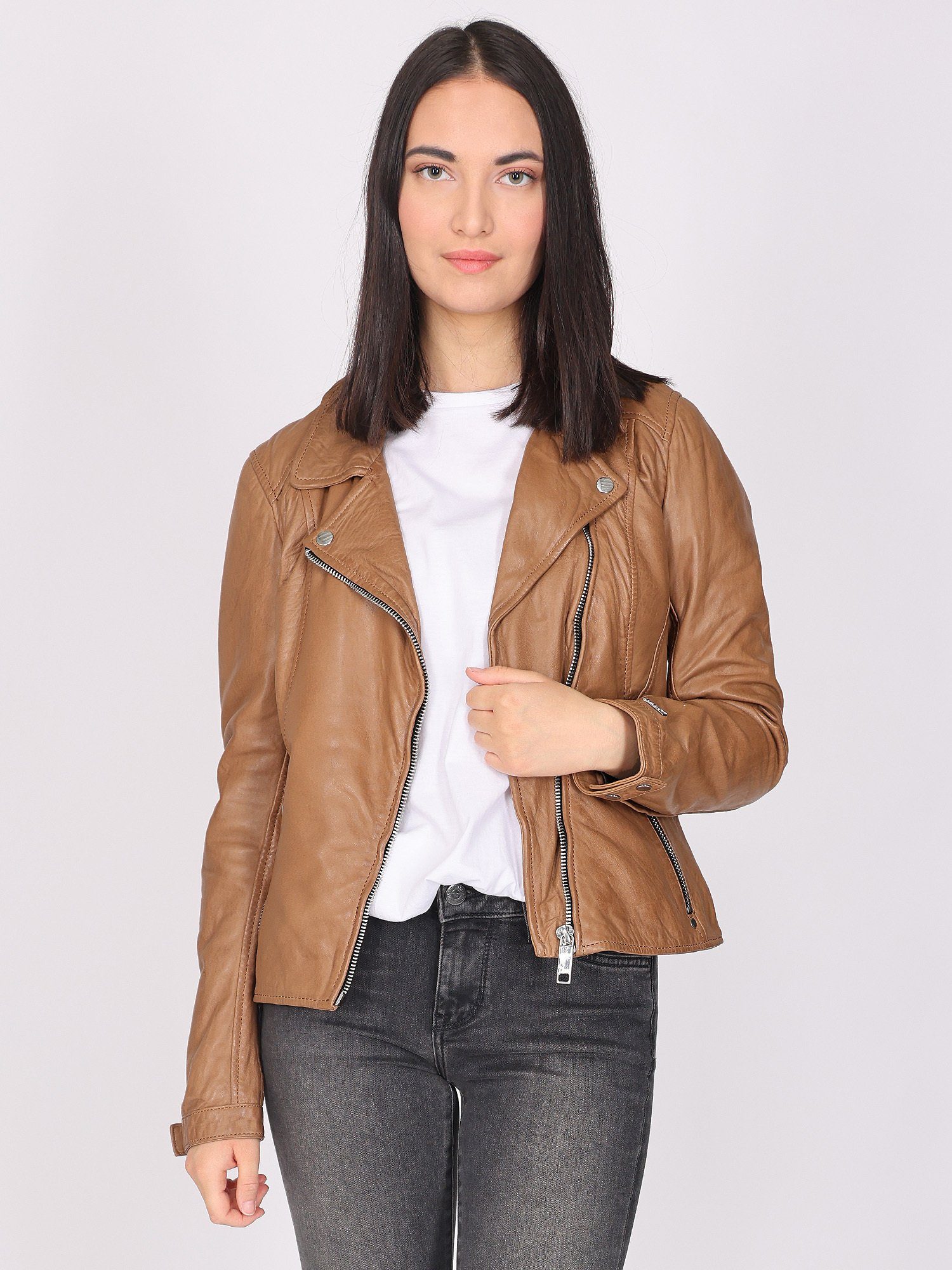 42021206 Maze Lederjacke cognac