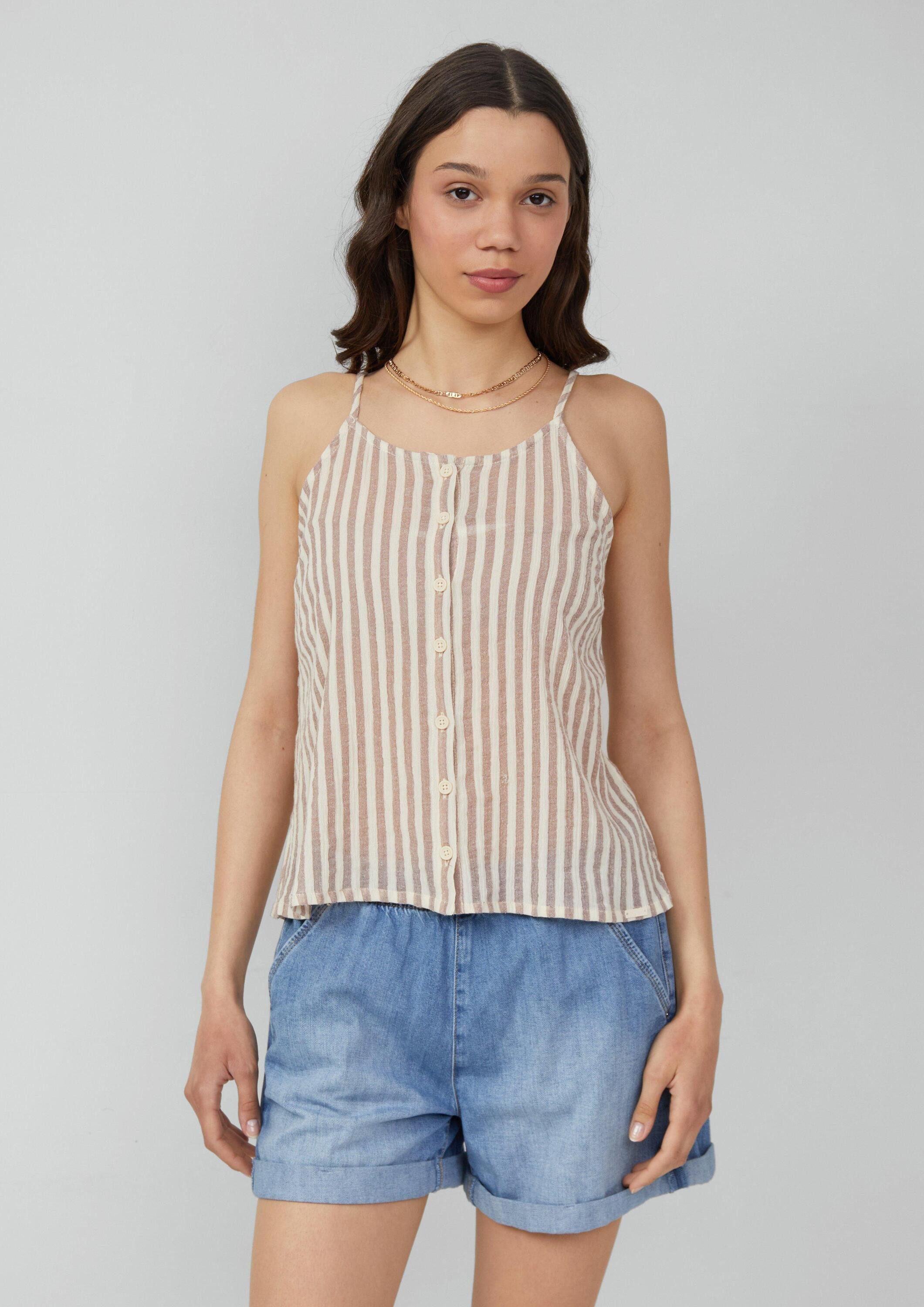 QS Muskelshirt Bluse Baumwoll-Blusentop mit Knopfleiste günstig online kaufen