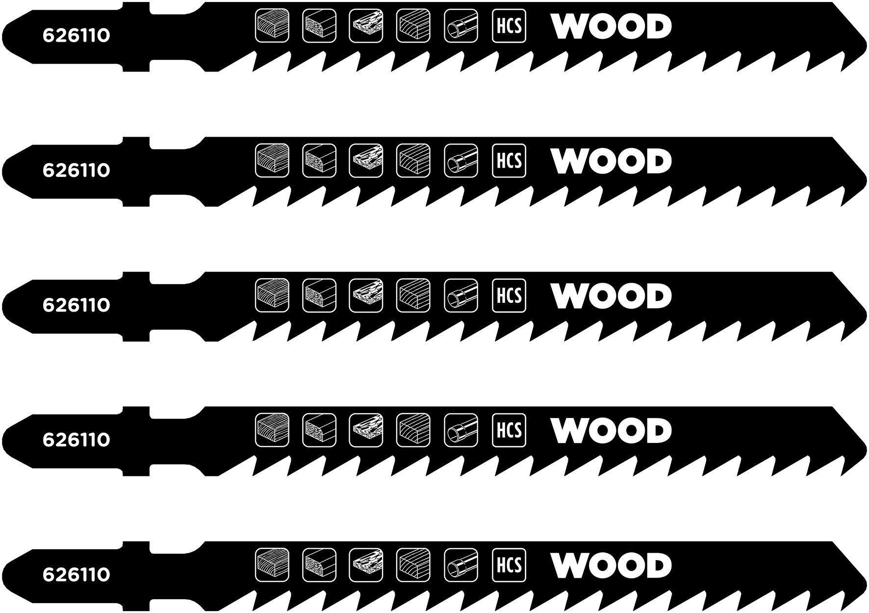 kwb Stichsägeblatt kwb 5x Stichsägeblätter für Holz, extra grob, 100 mm (geeignet für Har, 5x Stichsägeblätter für Holz, extra grob, 100 mm (für Hartholz, Weichh