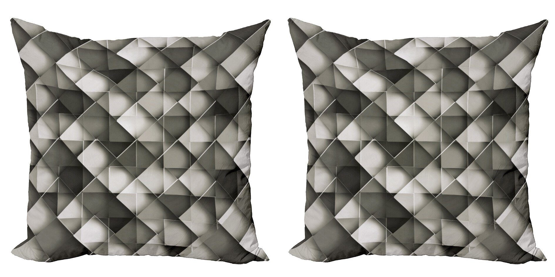 Kissenbezüge Modern Accent Doppelseitiger Digitaldruck, Abakuhaus (2 Stück), Geometrisch Grau Ombre Squares