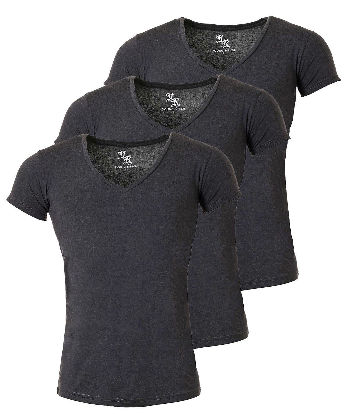 Young & Rich T-Shirt Herren Uni Basic 1315 extra tiefer Ausschnitt 3er Pack günstig online kaufen