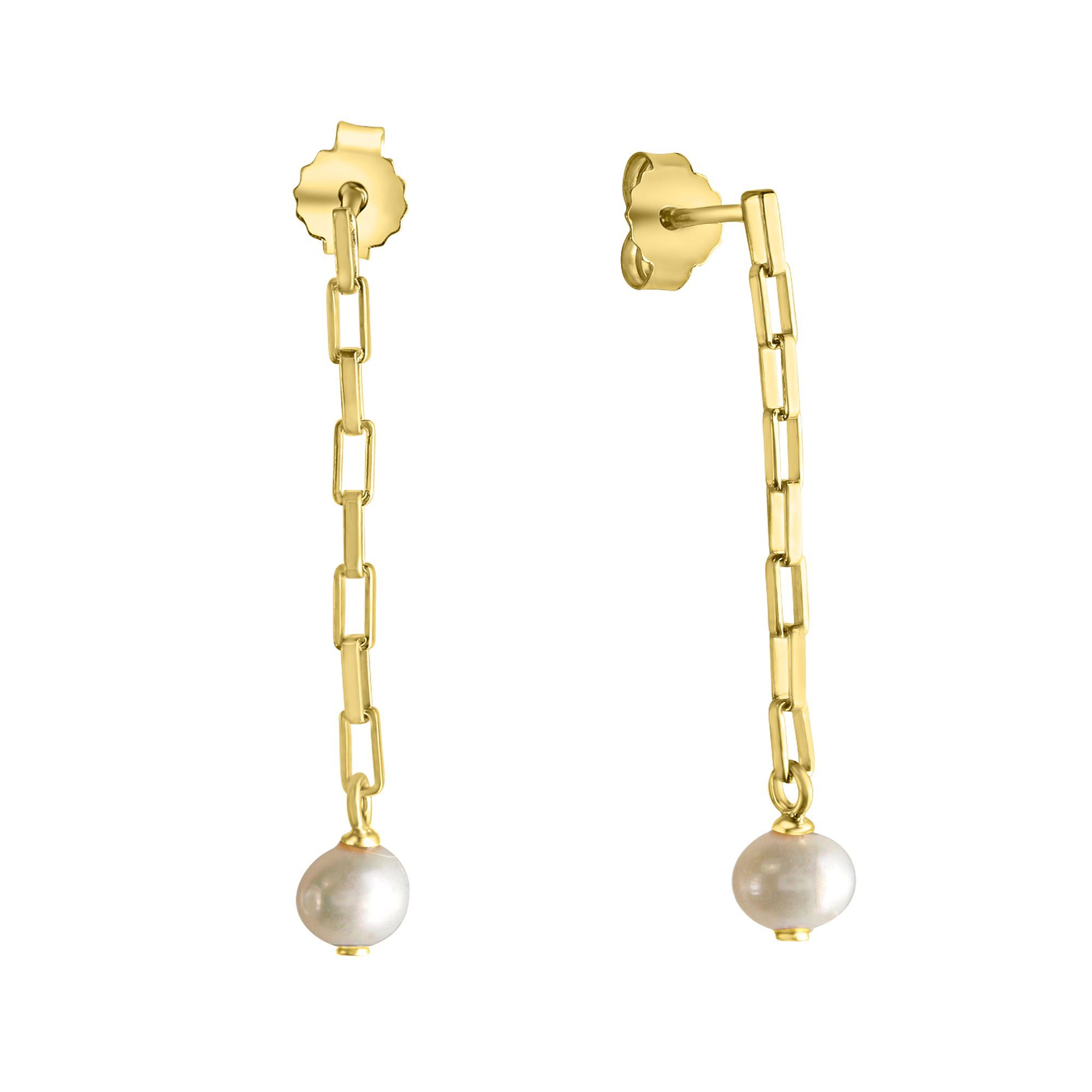 CELESTA Paar Ohrhänger 925 Silber vergoldet mit Süßwasserzuchtperlen