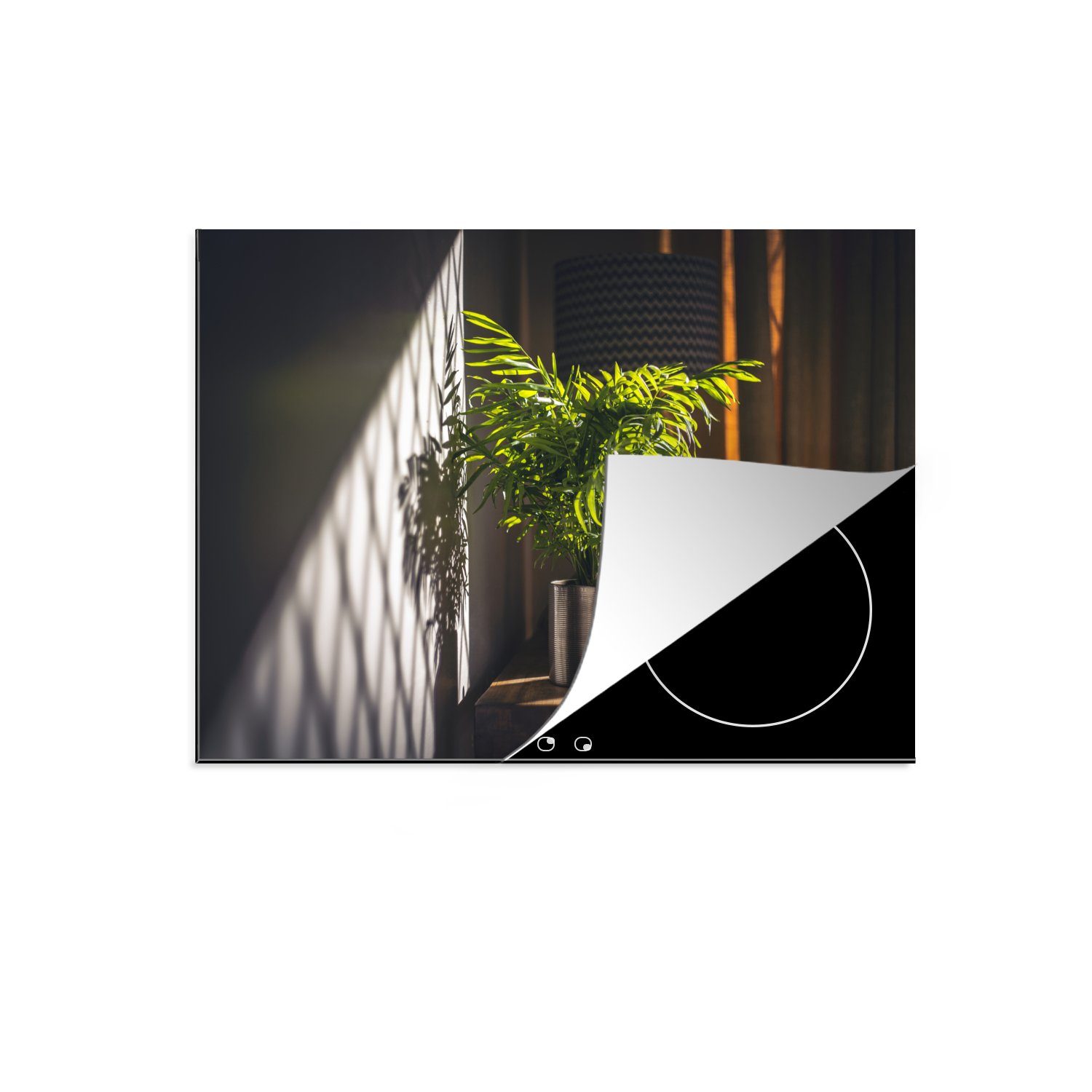 MuchoWow Herdblende-/Abdeckplatte Sonnenlicht auf der Arbeitsfläche tlg), cm, 70x52 nutzbar, Vinyl, Ceranfeldabdeckung Pflanze, Mobile (1
