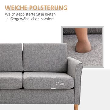 HOMCOM 2-Sitzer Polstersessel, Sofa Zweisitzer Couch Doppelsofamit Kissen Leinen Hellgrau