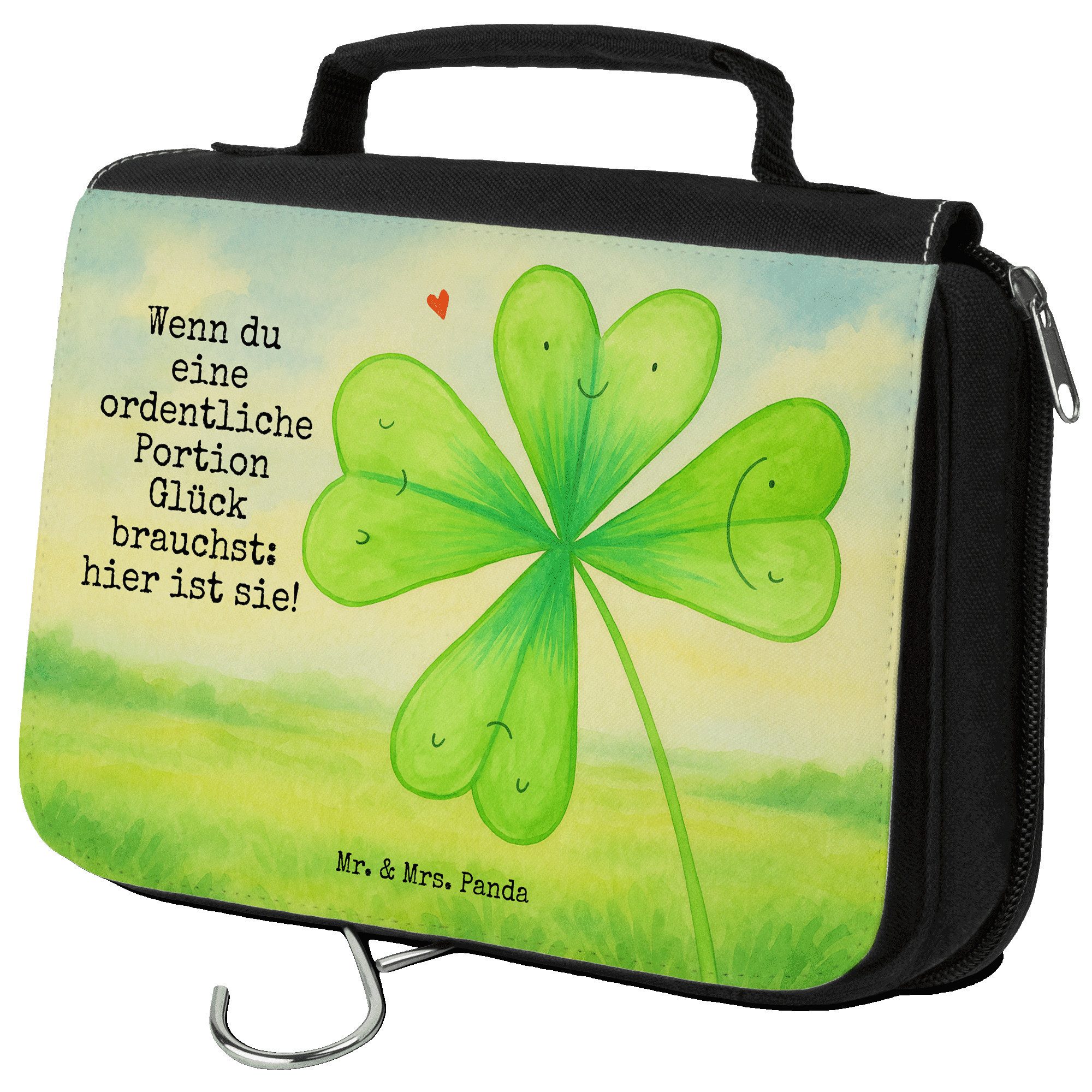 Kulturbeutel Blume Kleeblatt Design, kosmetiktäschchen, Weiß, Glück, Make-Up Tasch