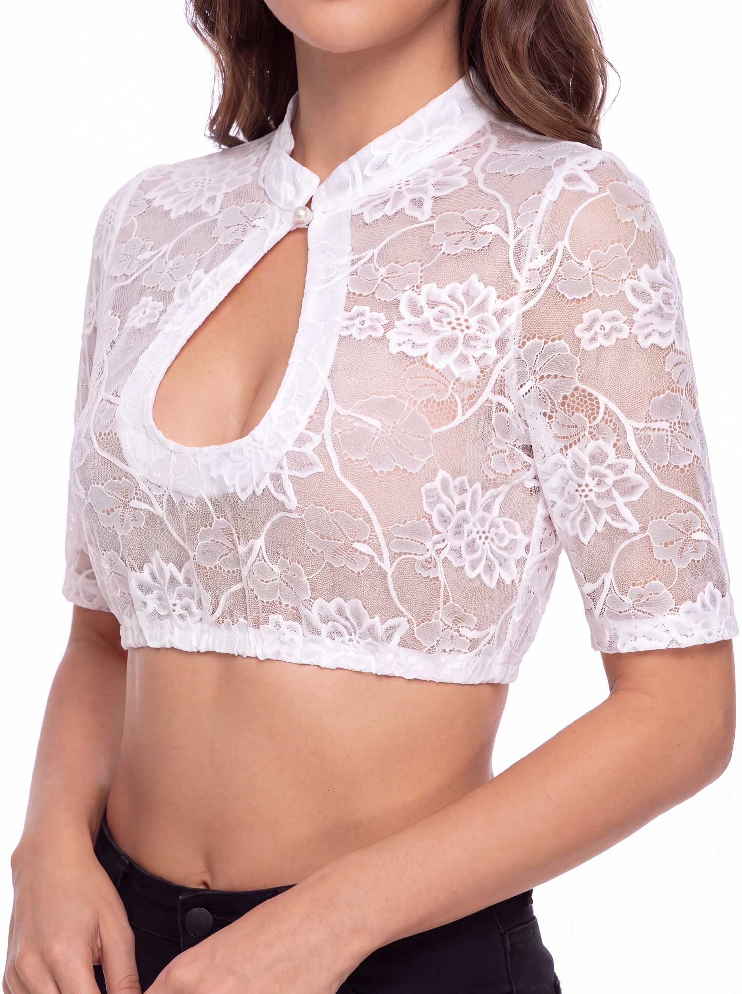 Falkenrieder Dirndlbluse mit Perlenverschluss - Angenehmes Tragegefühl - Dirndl Bluse Damen Luzern - Traditionelle Trachtenbluse für dein Oktoberfest Damen Outfit