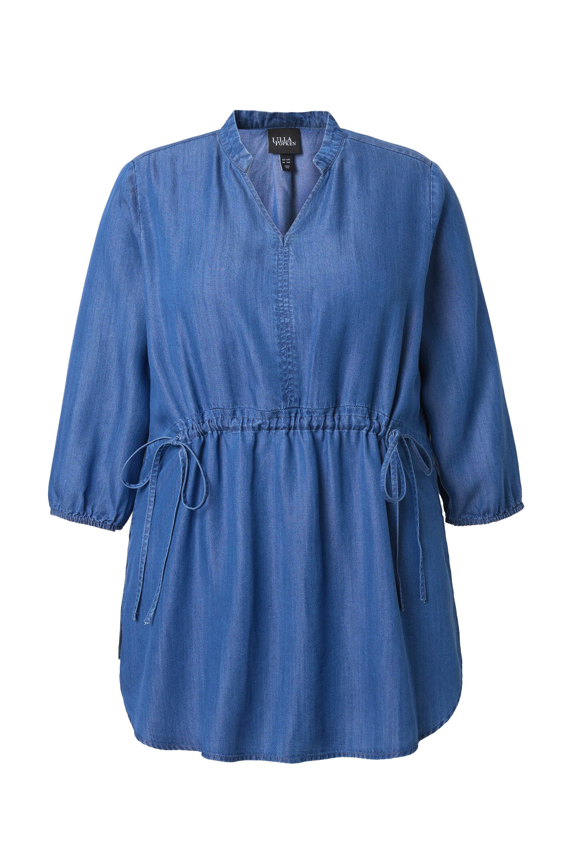 Ulla Popken Hemdbluse Lyocell-Bluse A-Linie Stehkragen günstig online kaufen