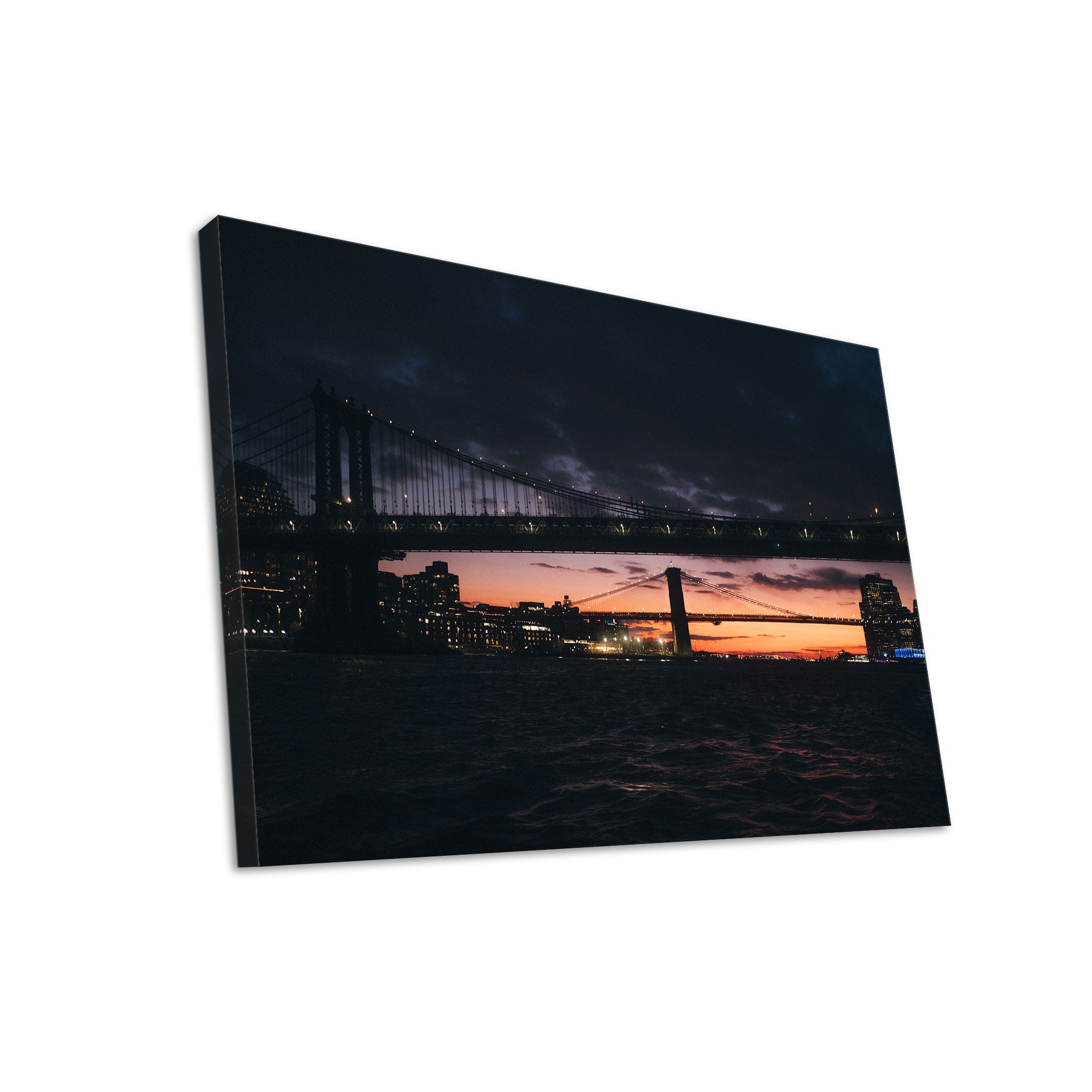 Hustling Sharks Leinwandbild Skyline-Art-Bild als XXL Leinwandbild "Brücken im letzten Licht", in 5 unterschiedichen Größen verfügbar