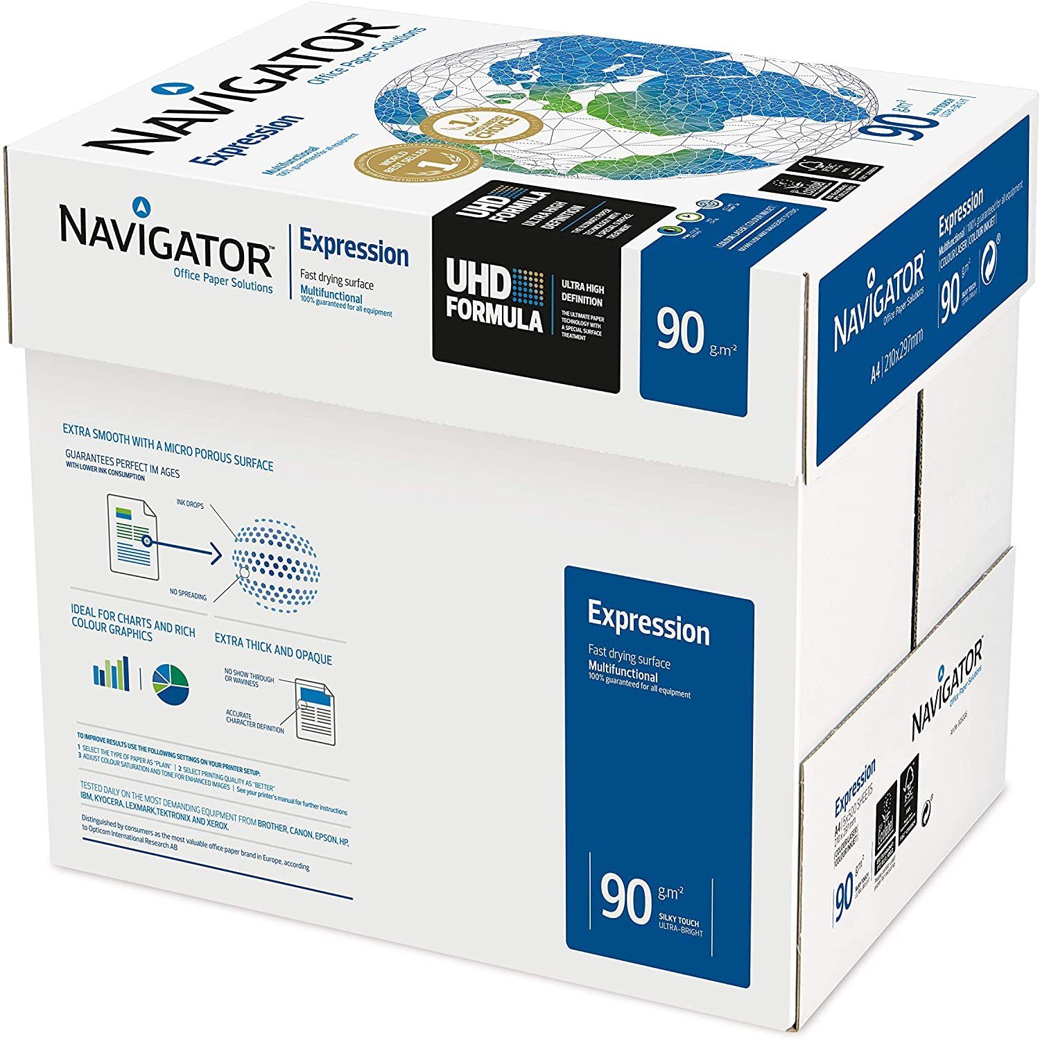 NAVIGATOR Drucker- und Kopierpapier Kopierpapier / 90g/m² Expression A4 Papier 2500 Navigator Inkjet Blatt