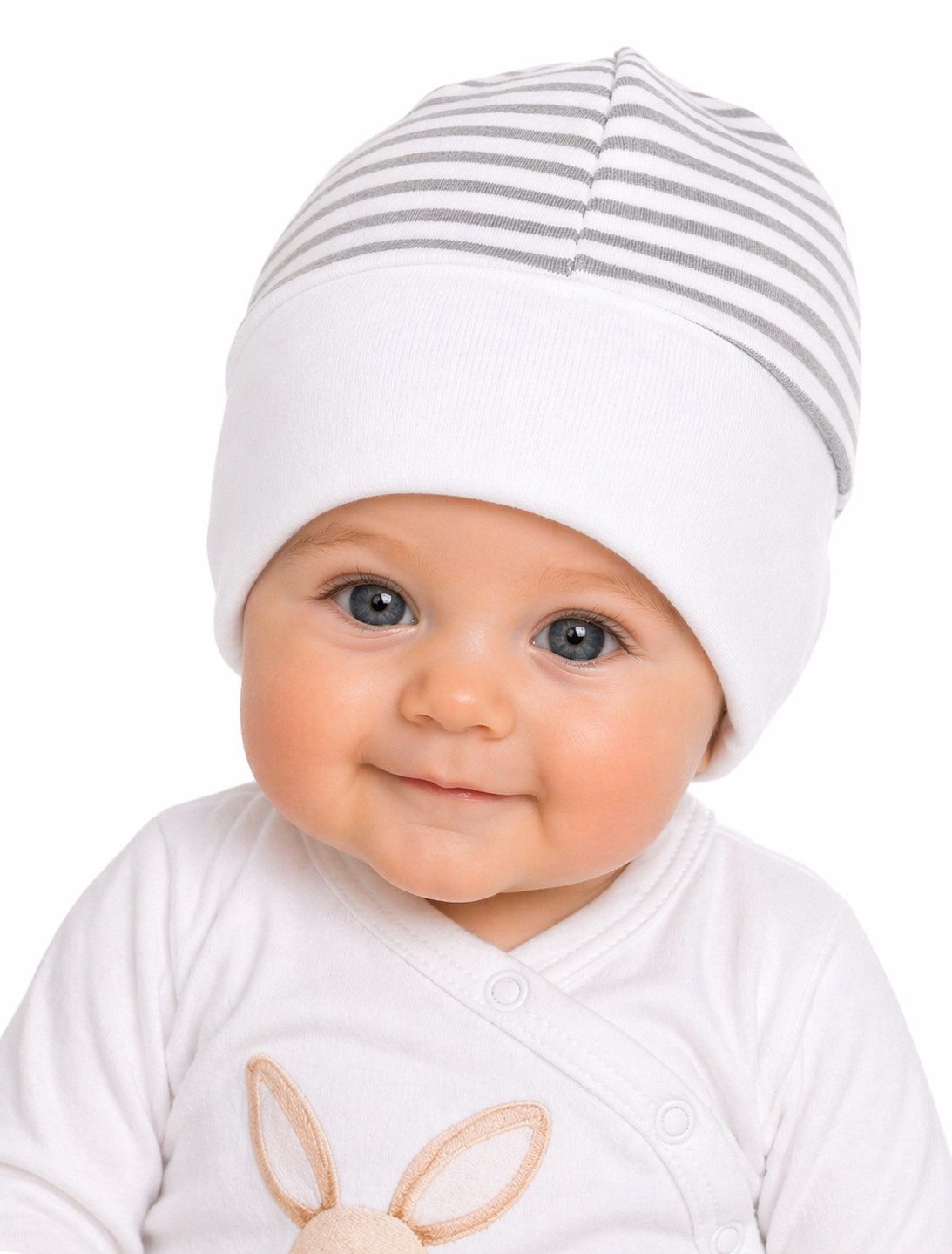 Erstlingsmütze Baby Mütze Haube gestreift Babymütze