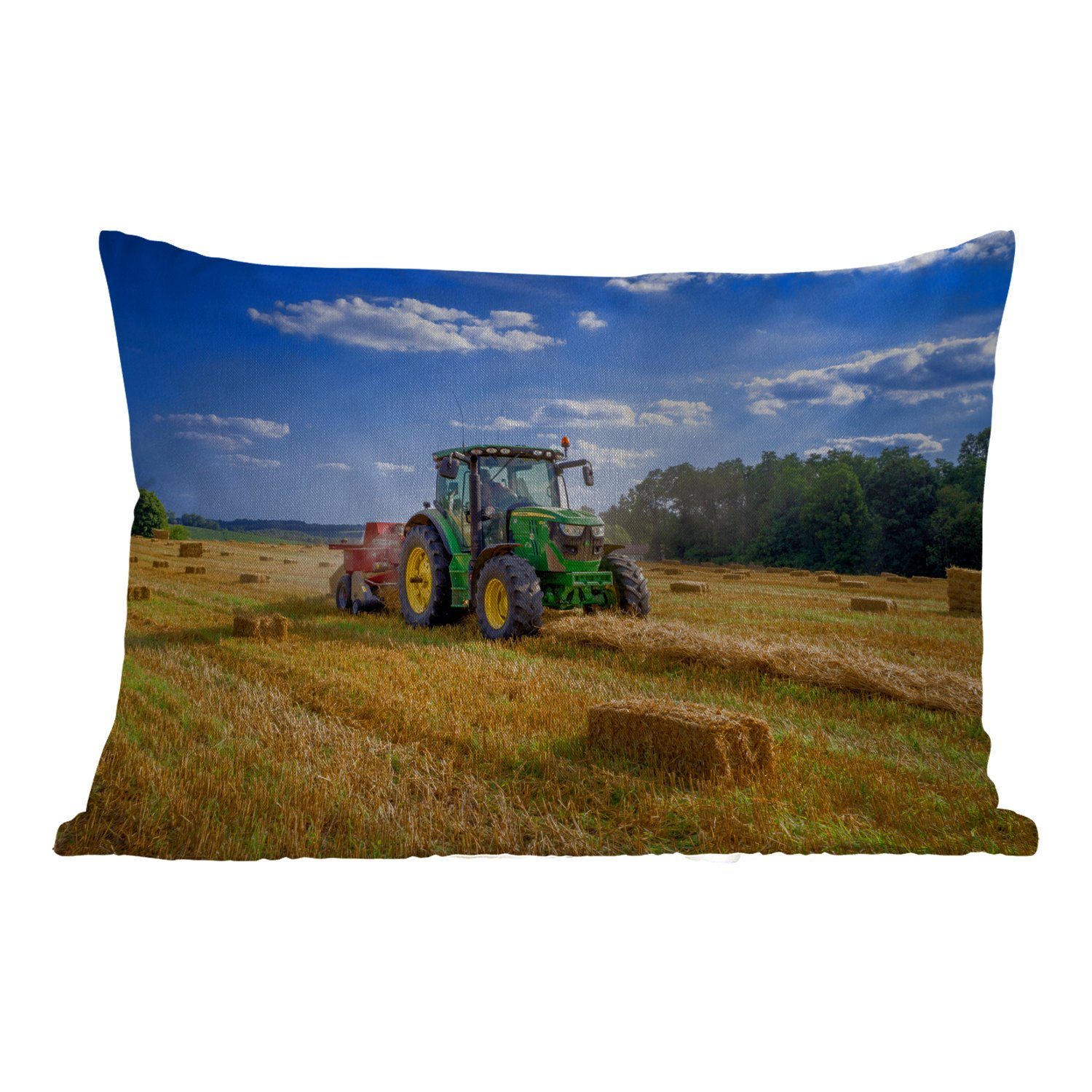 MuchoWow Dekokissen Traktor - Bauernhof - Heu - Feld - Sonne - Landleben, O günstig online kaufen