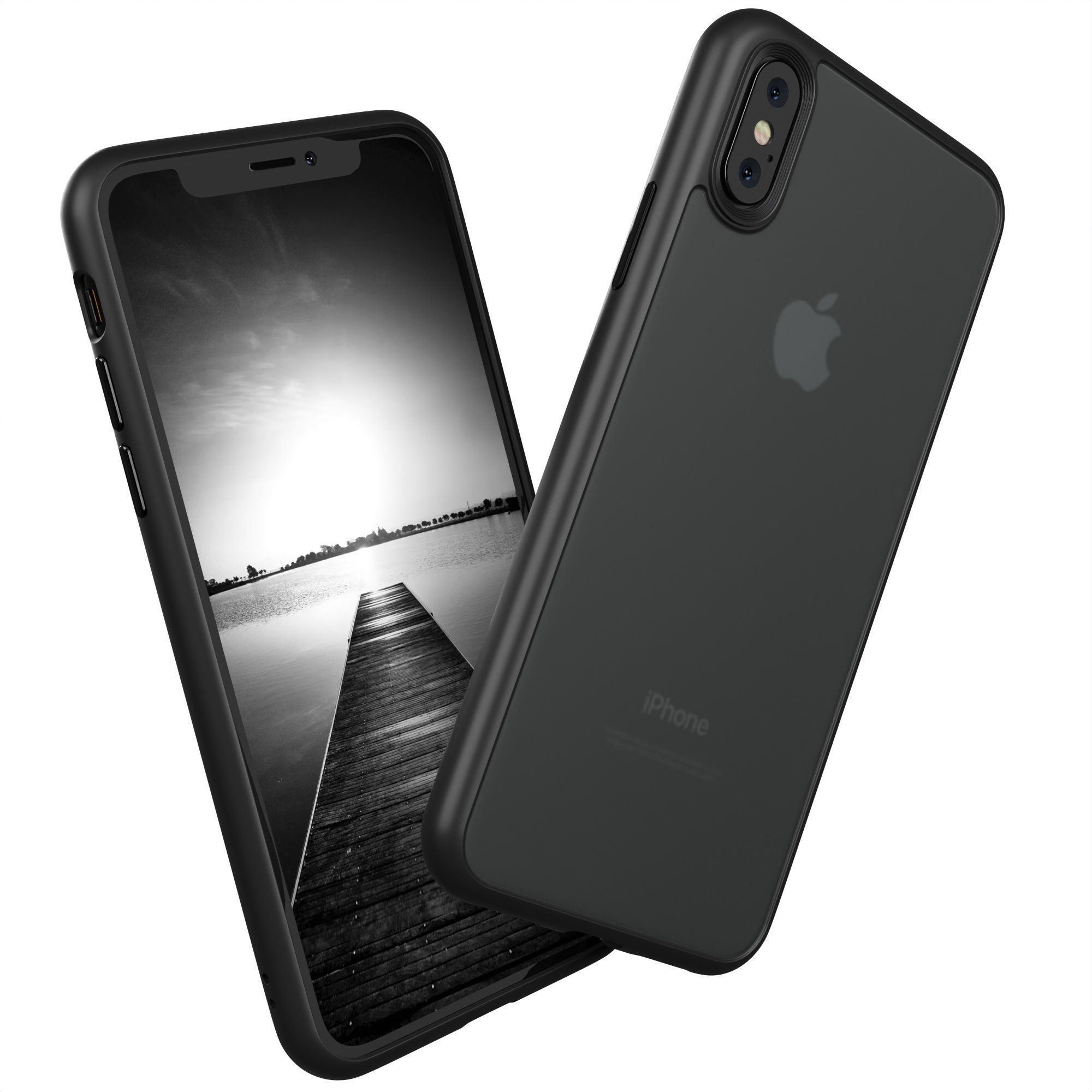 EAZY CASE Handyhülle Outdoor Case für Apple iPhone X / XS 5,8 Zoll, Hülle Outdoor kratzfest Schutzhülle mit Kameraschutz Robust Schwarz