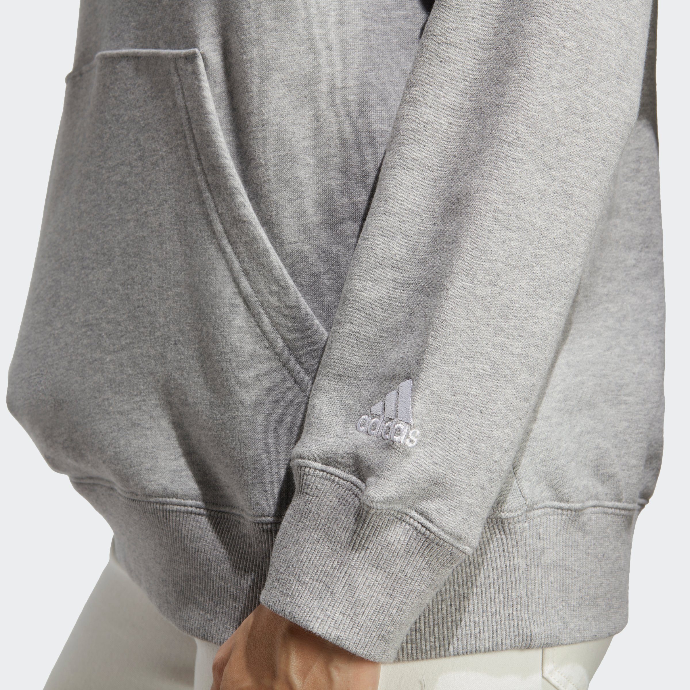Grey Medium Kapuzensweatshirt / HOODIE Heather adidas ESSENTIALS LINEAR White Sportswear