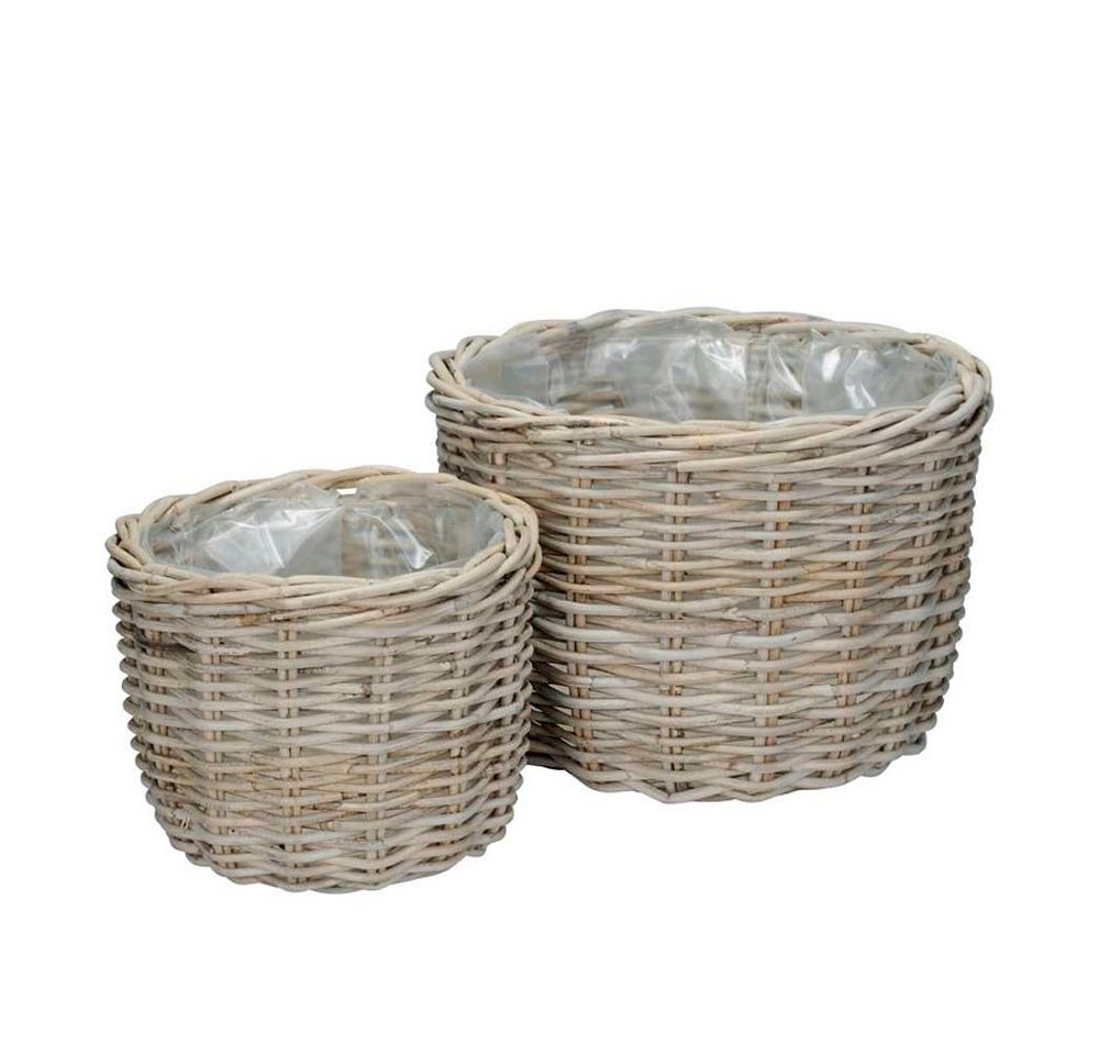 Grafelstein Pflanzkübel 2tlg. Pflanzkorb COUNTRY aus Rattan grau beige Pflanzschale Kooboo Lan (Set, 2er-Set)