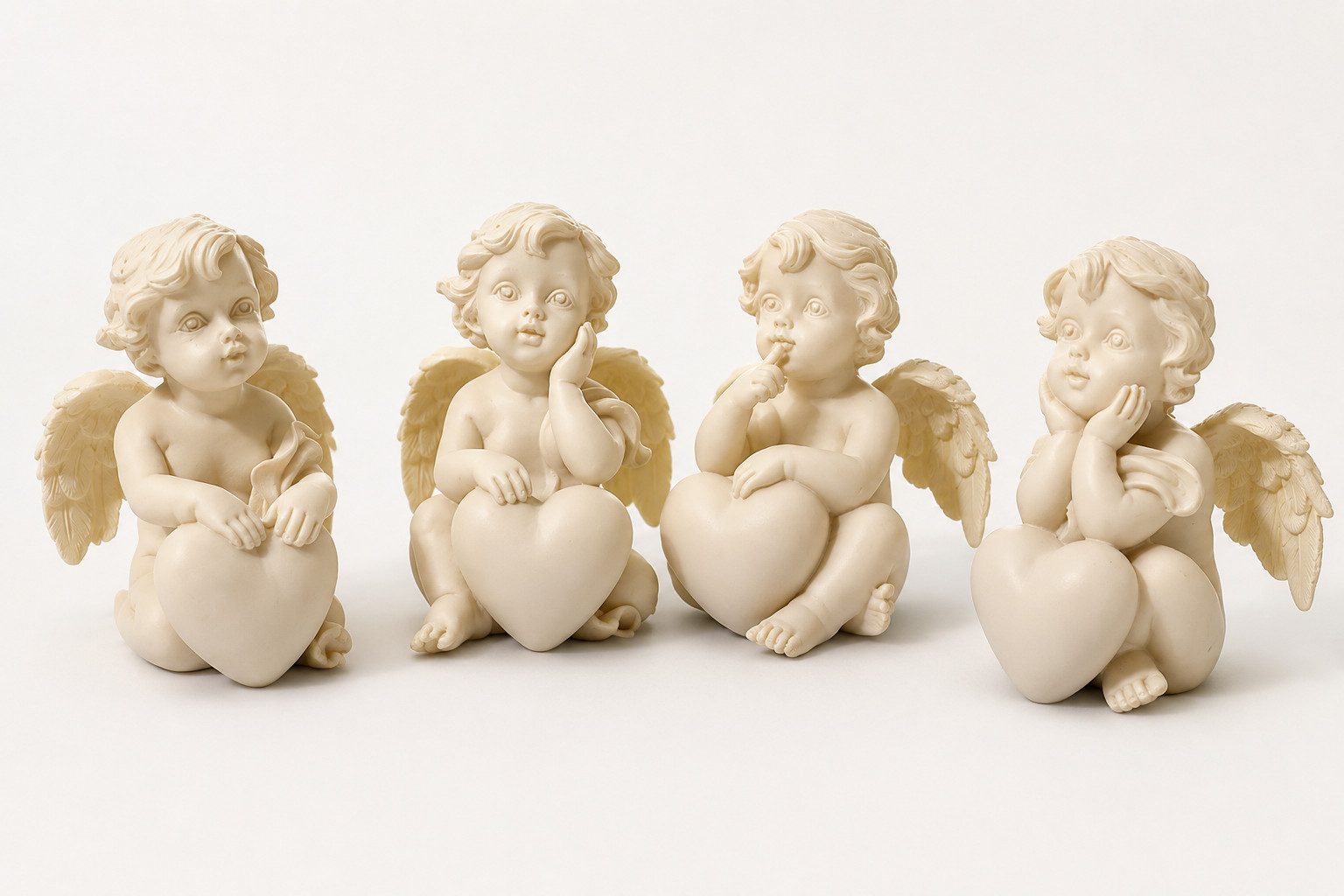 Geschenkestadl Engelfigur 24 Engel mit Herz – kleine Gastgeschenke & Tischdekoration (Spar-Set, 24 St 4x6), weiß