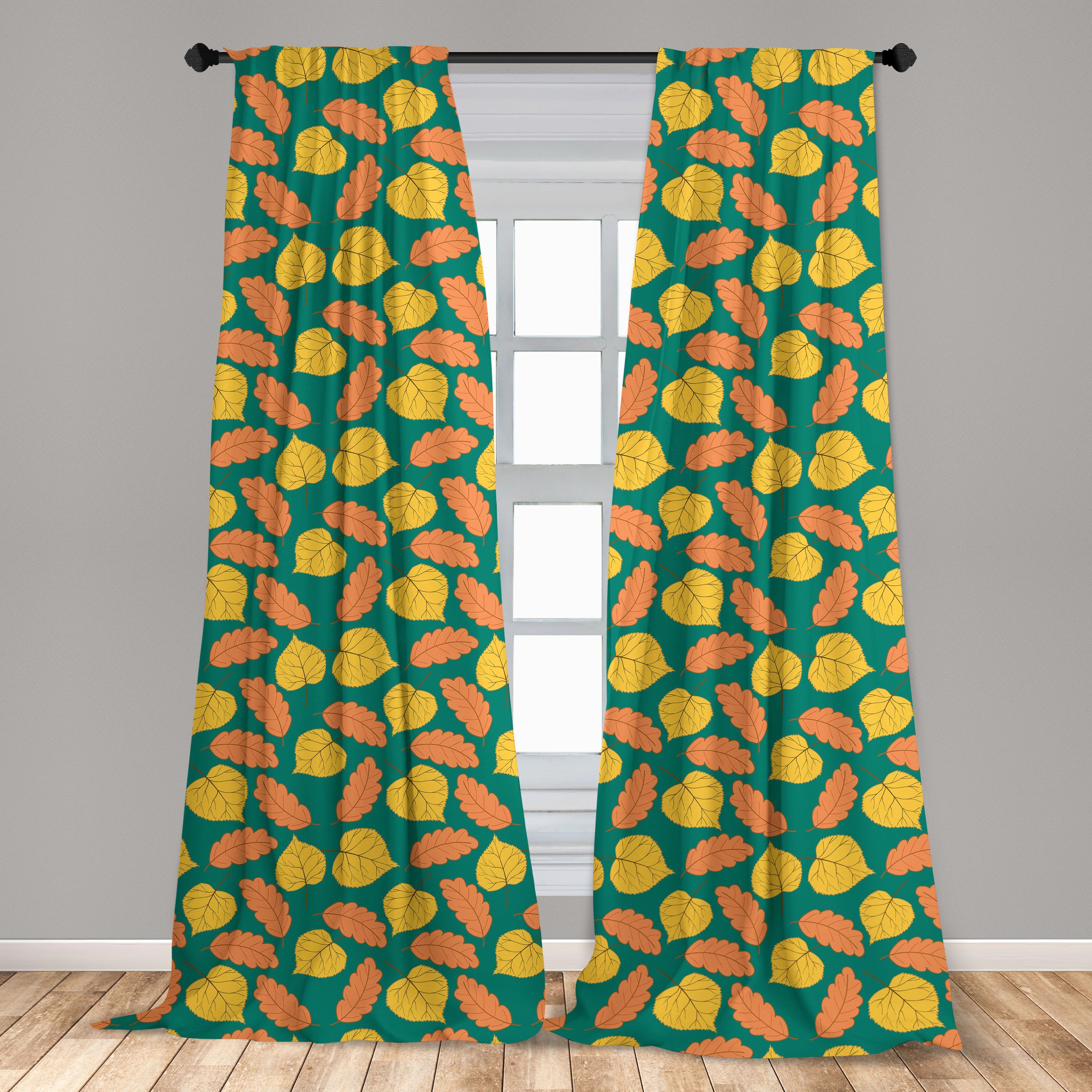 Gardine Vorhang für drucken Herbst-Jahreszeit-Cartoon Schlafzimmer Abakuhaus, Dekor, Blatt Wohnzimmer Microfaser