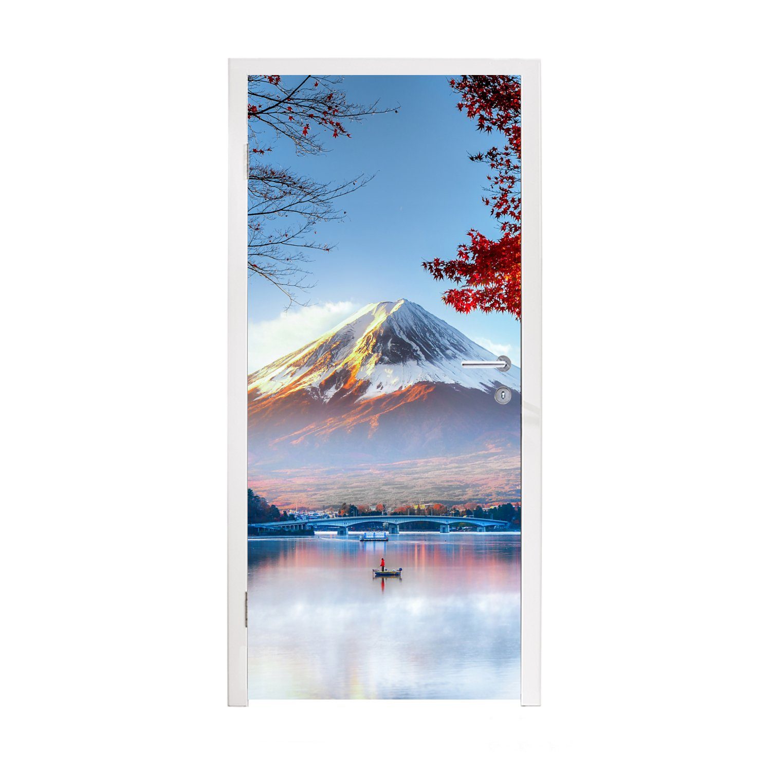 MuchoWow Türtapete Der japanische Berg Fuji in Asien im Herbst, Matt, bedruckt, (1 St), Fototapete für Tür, Türaufkleber, 75x205 cm
