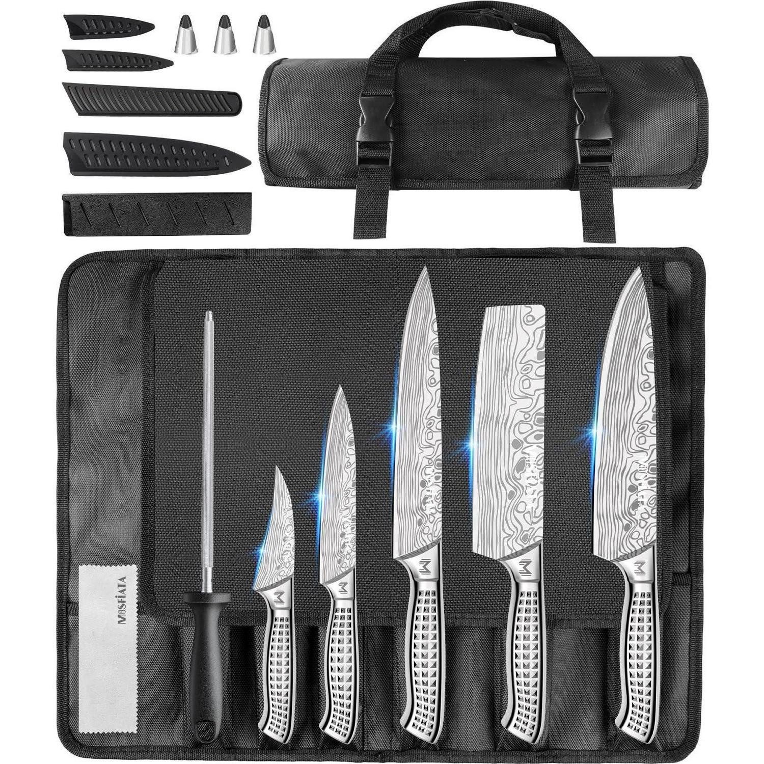 LuxusKollektion Messer-Set Küchenmesser-Set 10-teilig mit Tasche & Wetzstahl